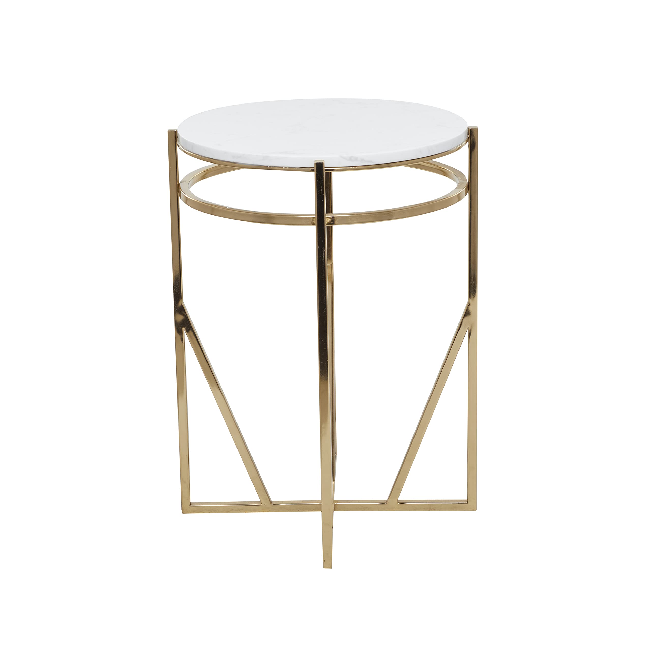 Deco 79 Modern Gold Metal Side Table with Marble Top - 16