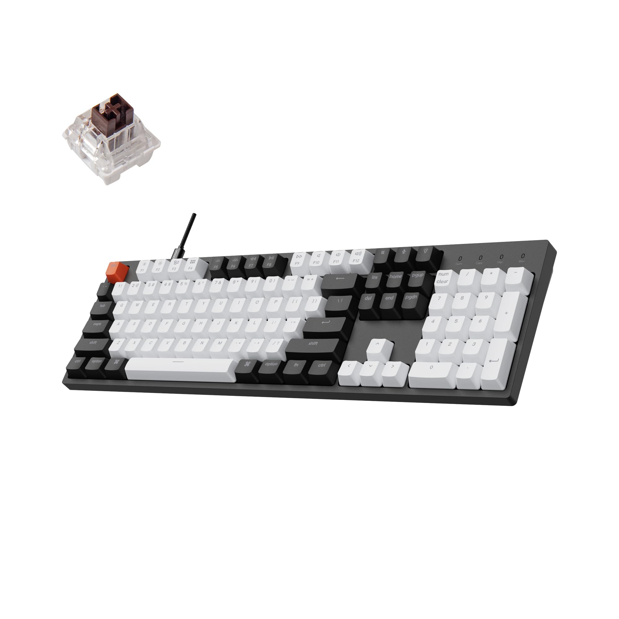 Keychron C2 Wired Mechanical Keyboard - 104 Keys, Gateron Brown Switch, LED Backlight for Mac/Windows - Perfect for Gaming & Office Work