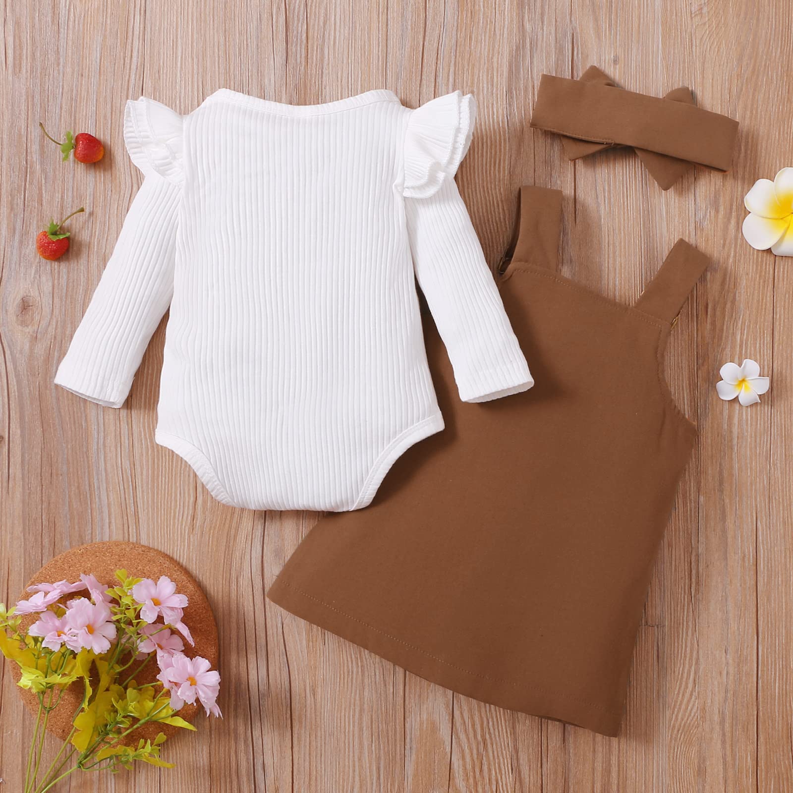 Mubineo 3-Piece Newborn Baby Girl Outfit Set - Bodysuit, Romper, Dress & Headband | Soft Cotton Baby Clothes for Photos, Parties & Everyday Wear