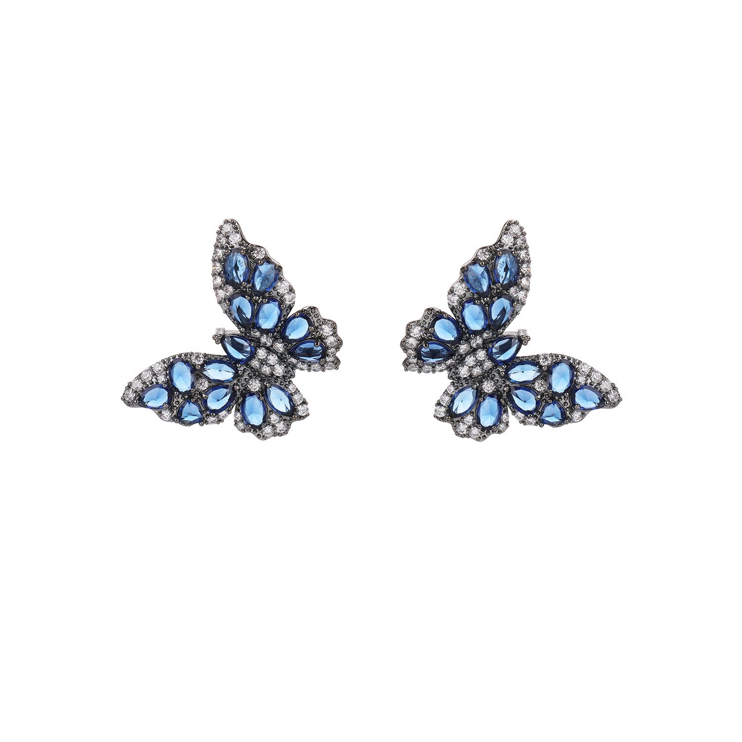 Cubic Zirconia CZ Butterfly Drop Earrings for Women - Elegant Crystal Wedding Jewelry for Bride, Birthday Party & Special Occasions - CE11265