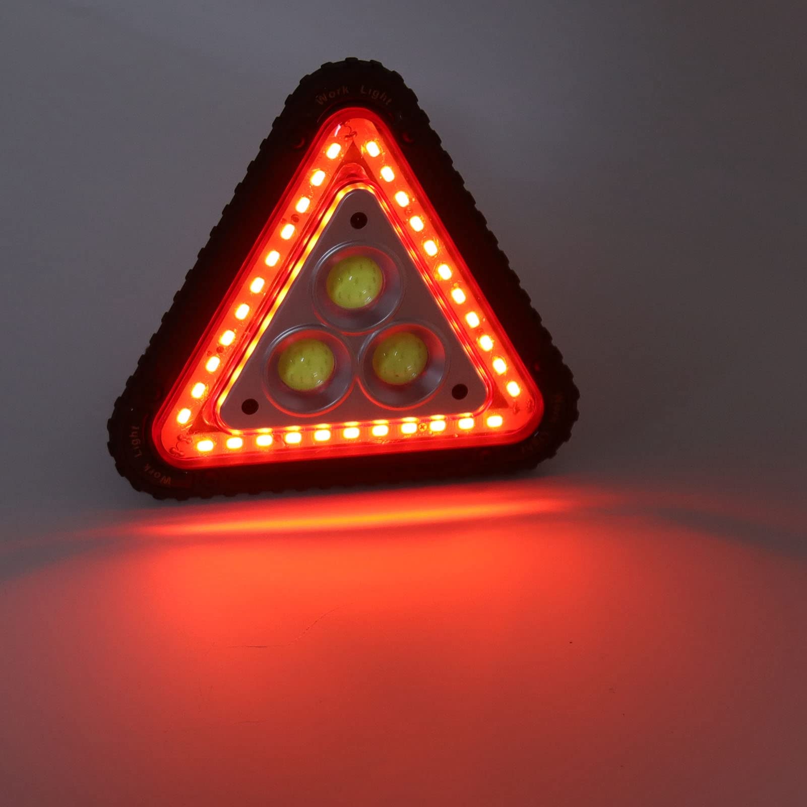 Haofy COB LED Work Light with USB Charging - Multifunctional Red Floodlight for Car Repair, Emergency Warning & Roadside Assistance - Durable Triangle Light for Mechanics, Truck Drivers & Emergency Kits