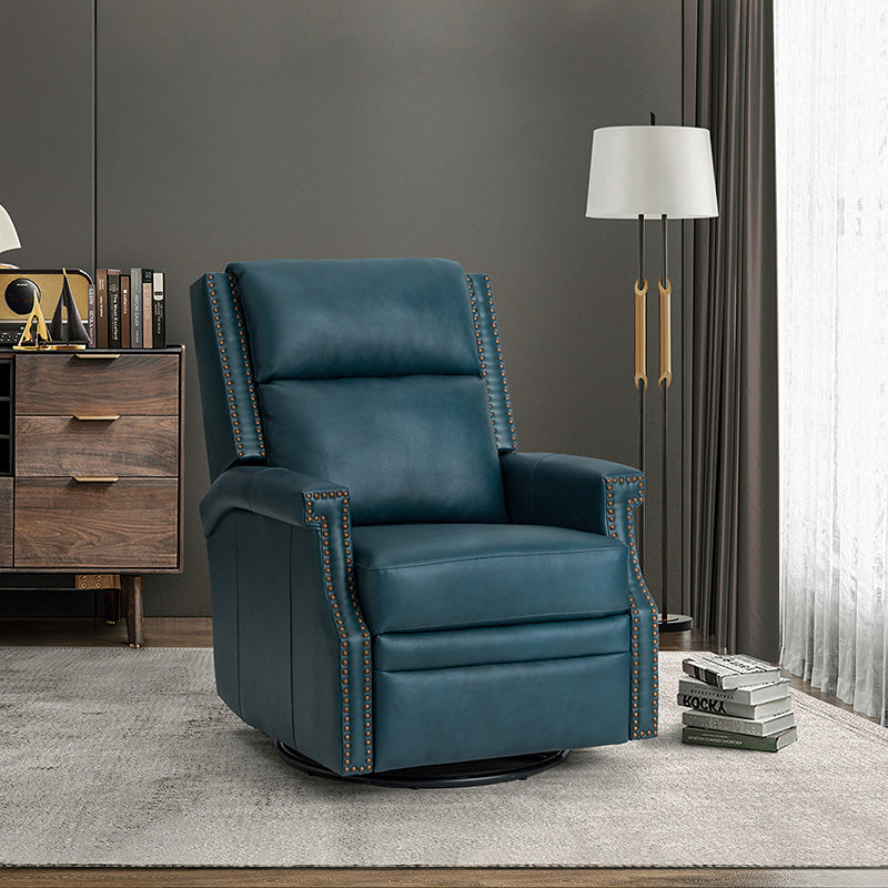 Canace Modern Genuine Leather Manual Glider Rocker Recliner Chair - Comfortable Swivel Lounge Chair for Living Room, Nursery, and Office Relaxation