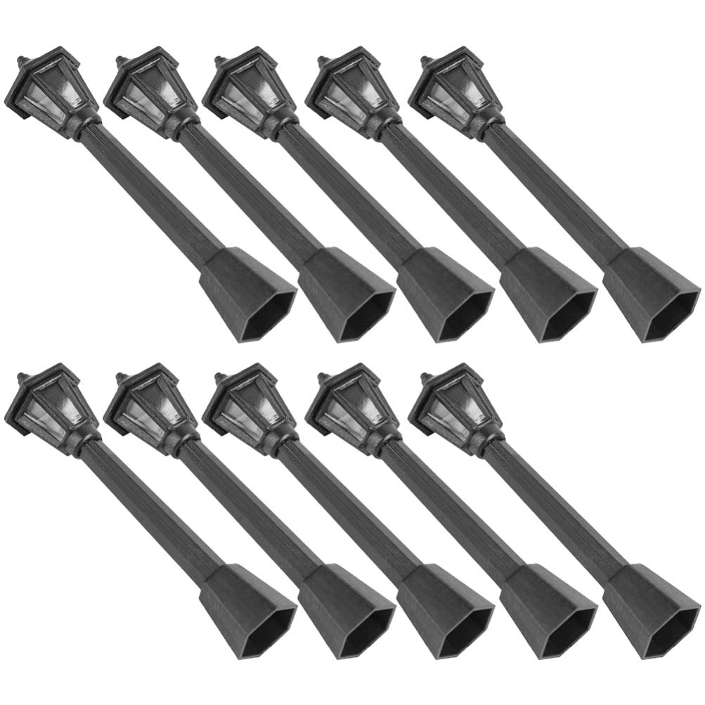 EXCEART 10pcs Mini LED Street Light Decor - Micro Landscape Ornaments for Dining Table, Outdoor Garden, and Home Decor - Resin Figurines with LED Lights for DIY Scenes and Model Displays