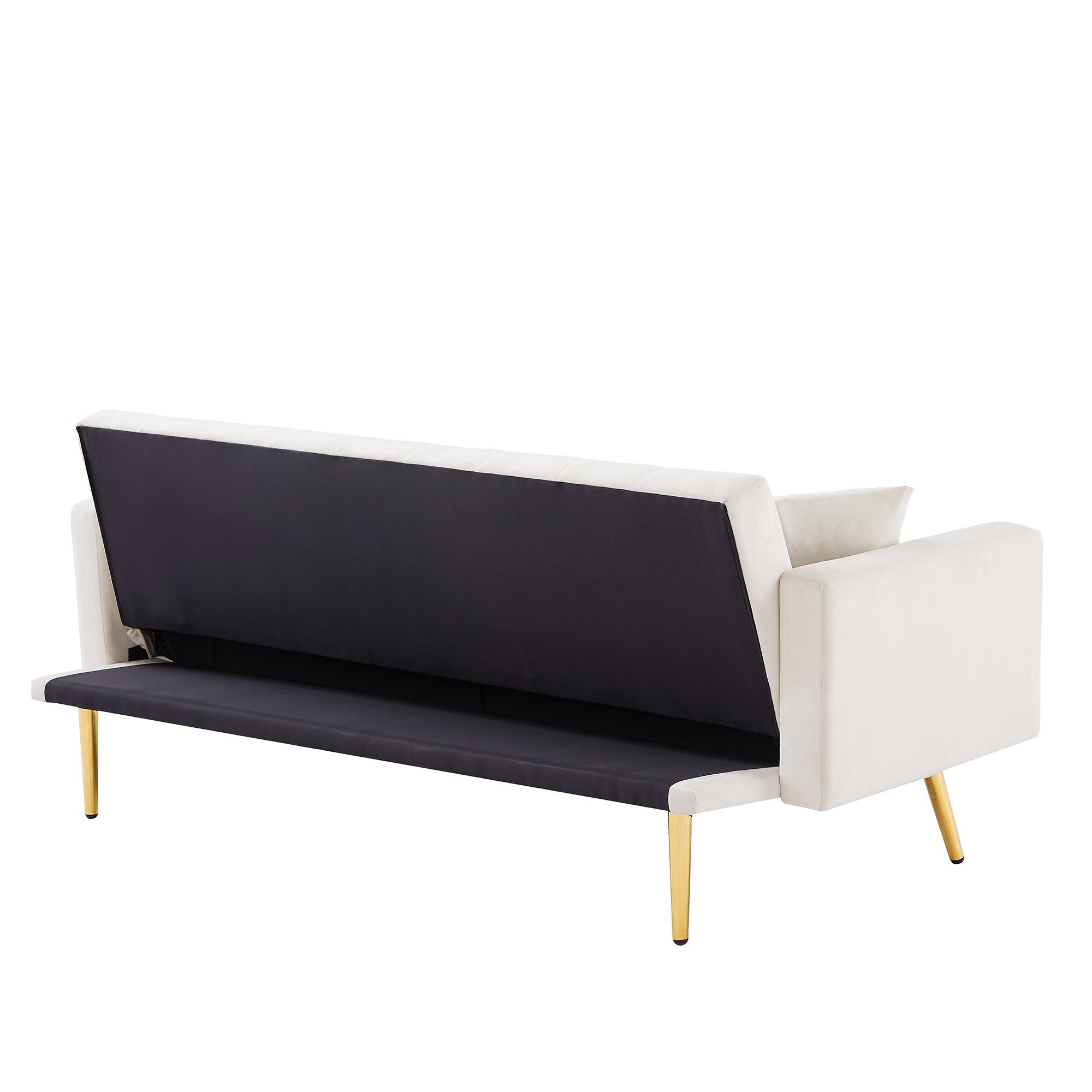 Cream White Convertible Folding Futon Sofa Bed - Space Saving Sleeper Couch for Small Apartments, Guest Rooms & Studio Living | Perfect for Compact Spaces, Overnight Guests & Multi-Functional Furniture Needs