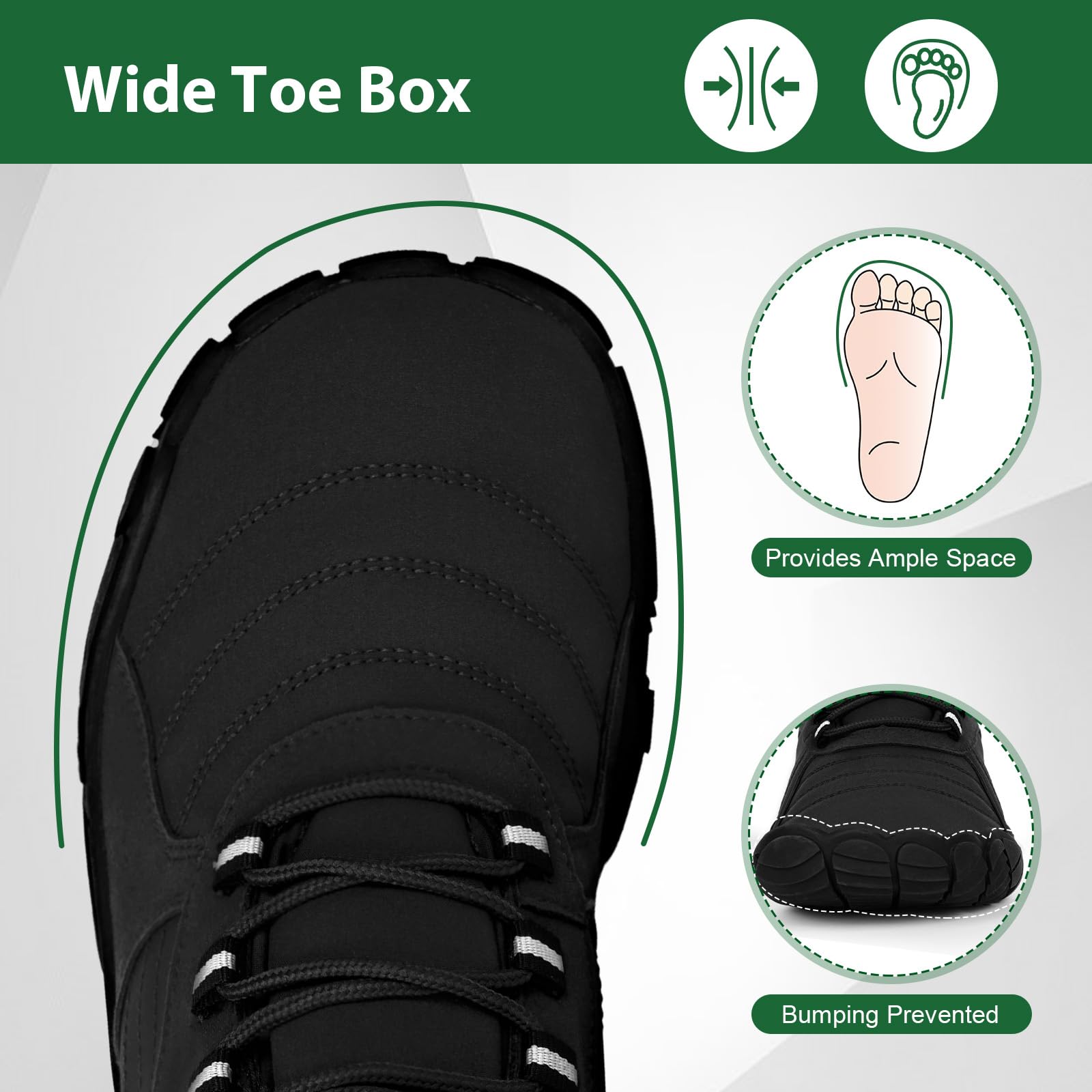 Winter Barefoot Shoes for Women & Men - Waterproof Minimalist Snow Boots with Wide Toe Box & Non-Slip Sole | Hiking, Running & Walking in Cold Weather | Warm Suede Slouchy Boots for Outdoor Activities