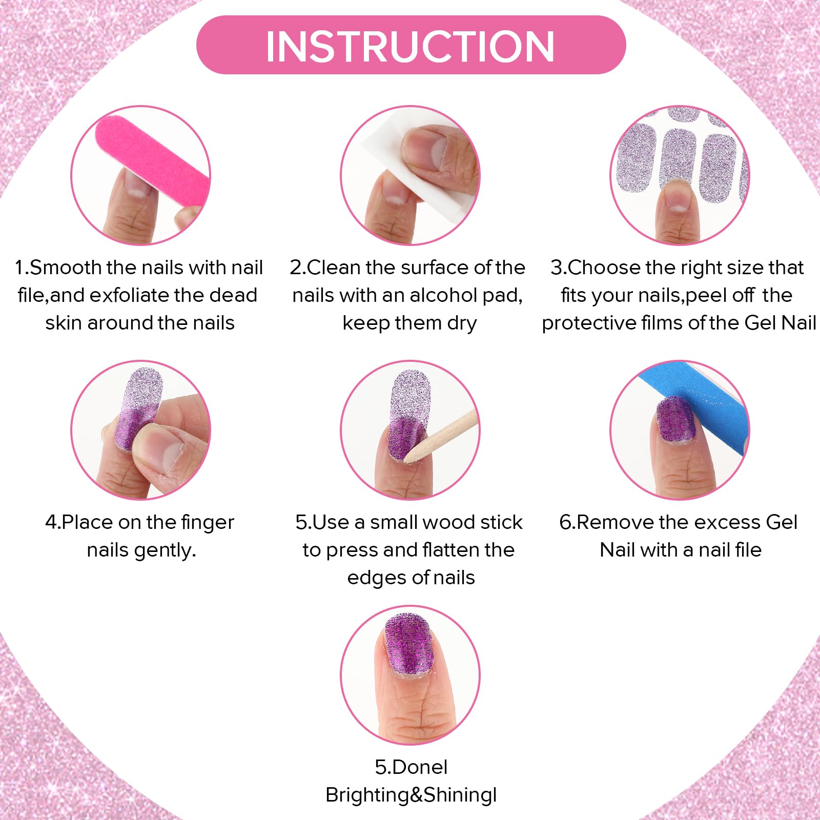12 Sheets Glitter Nail Wraps - Self-Adhesive Nail Polish Strips & Decals for Women & Girls | Shiny Full Wrap Manicure Kit with Nail Art Designs | Perfect for Parties, Weddings, and Daily Nail Care