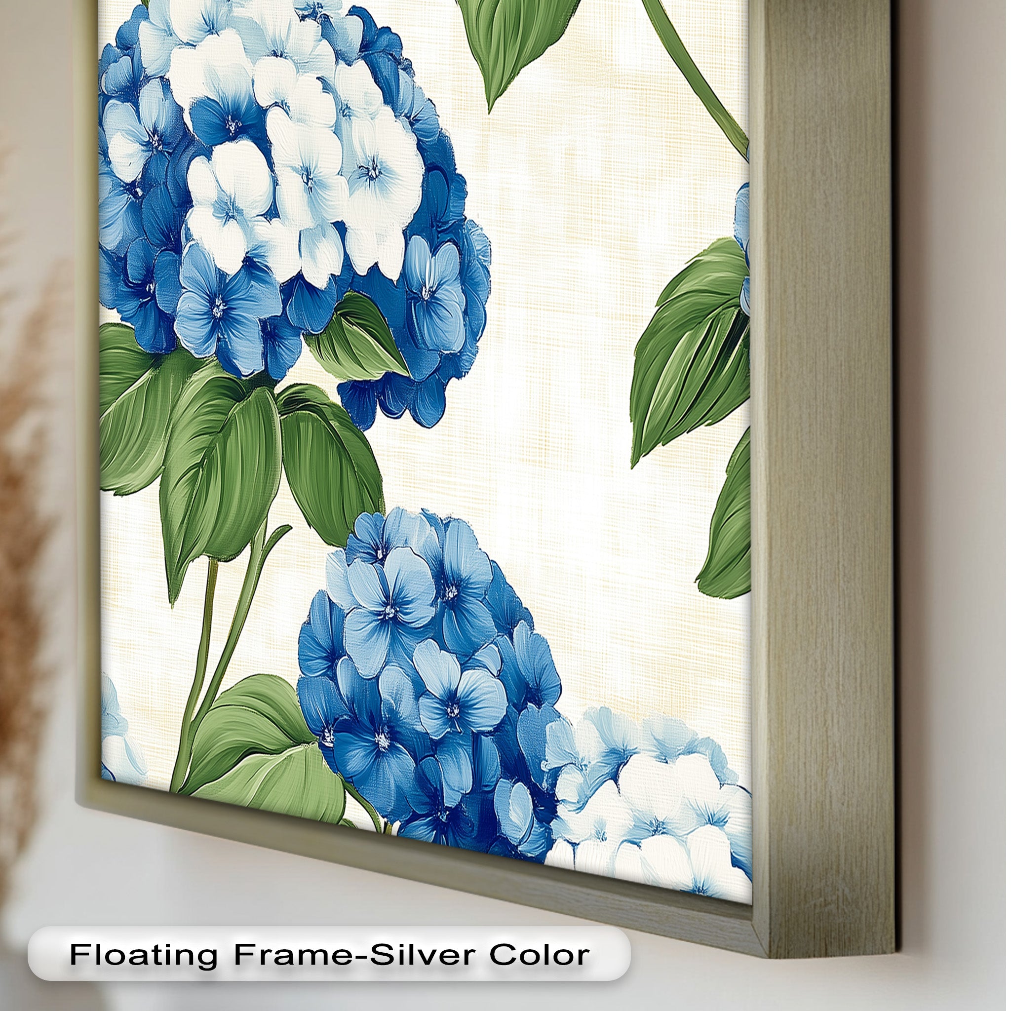 Blue and White Blooming Flower Oil Painting - Handmade Canvas Art for Home Decor, Living Room, Bedroom & Office Wall