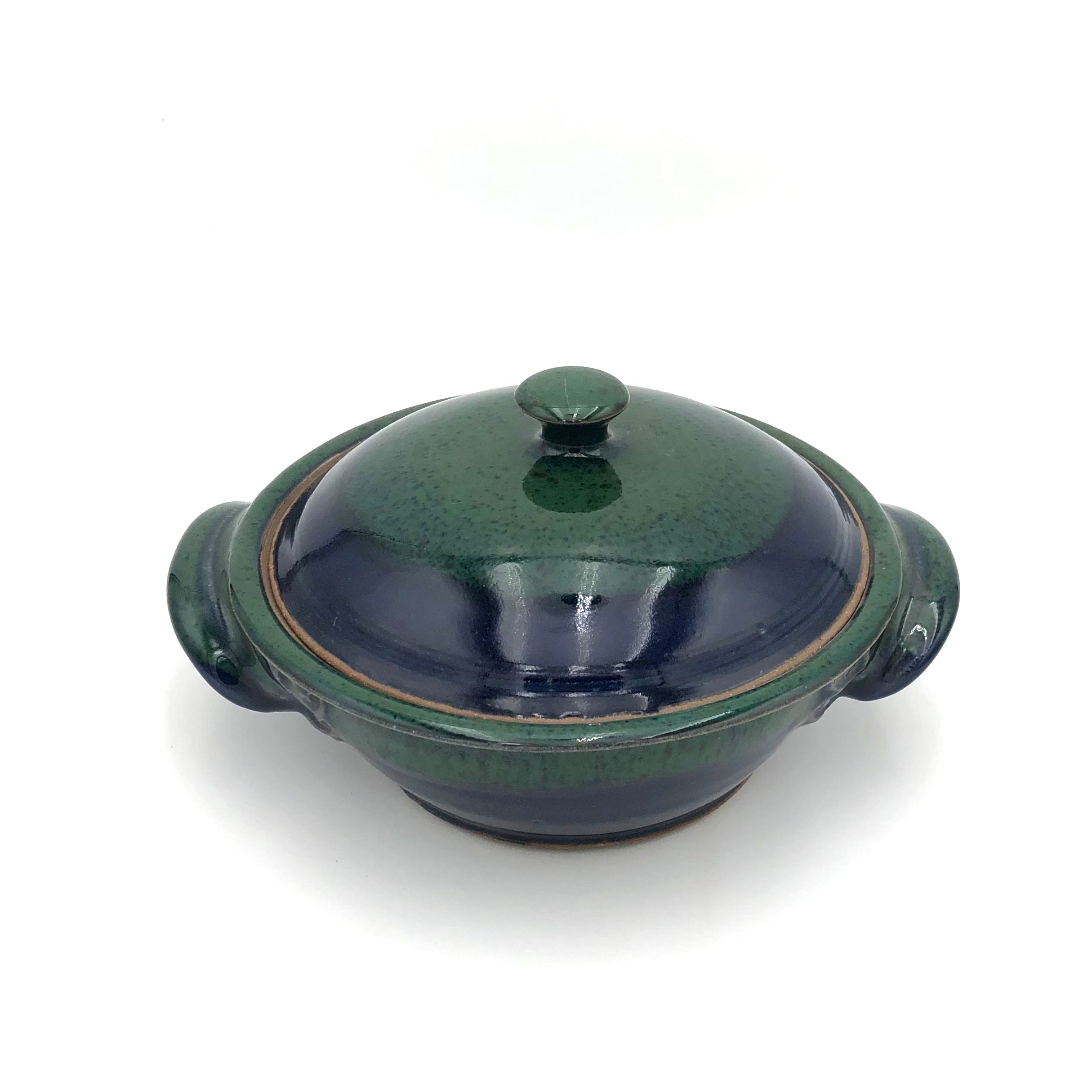Coburn Small Lidded Casserole #2 Flat Pot - Blue & Green Ceramic Baking Dish for Oven, Stovetop & Serving | Perfect for Casseroles, Stews & Family Dinners