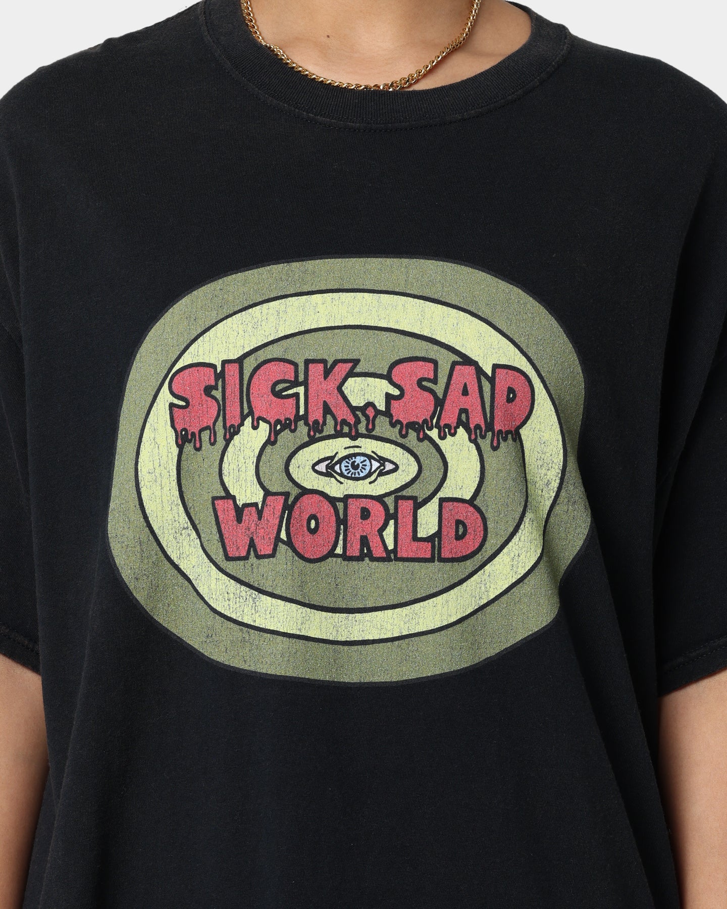 American Thrift X Daria Sick Sad World Vintage T-Shirt - Black Washed Cotton Tee for 90s Retro Fashion & Grunge Style Outfits