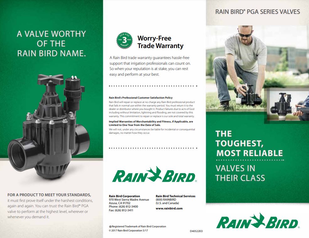 Rain Bird PGA Series 40mm Commercial Solenoid Valve with Flow Control - Durable Irrigation Solution for Lawns, Gardens & Agricultural Systems
