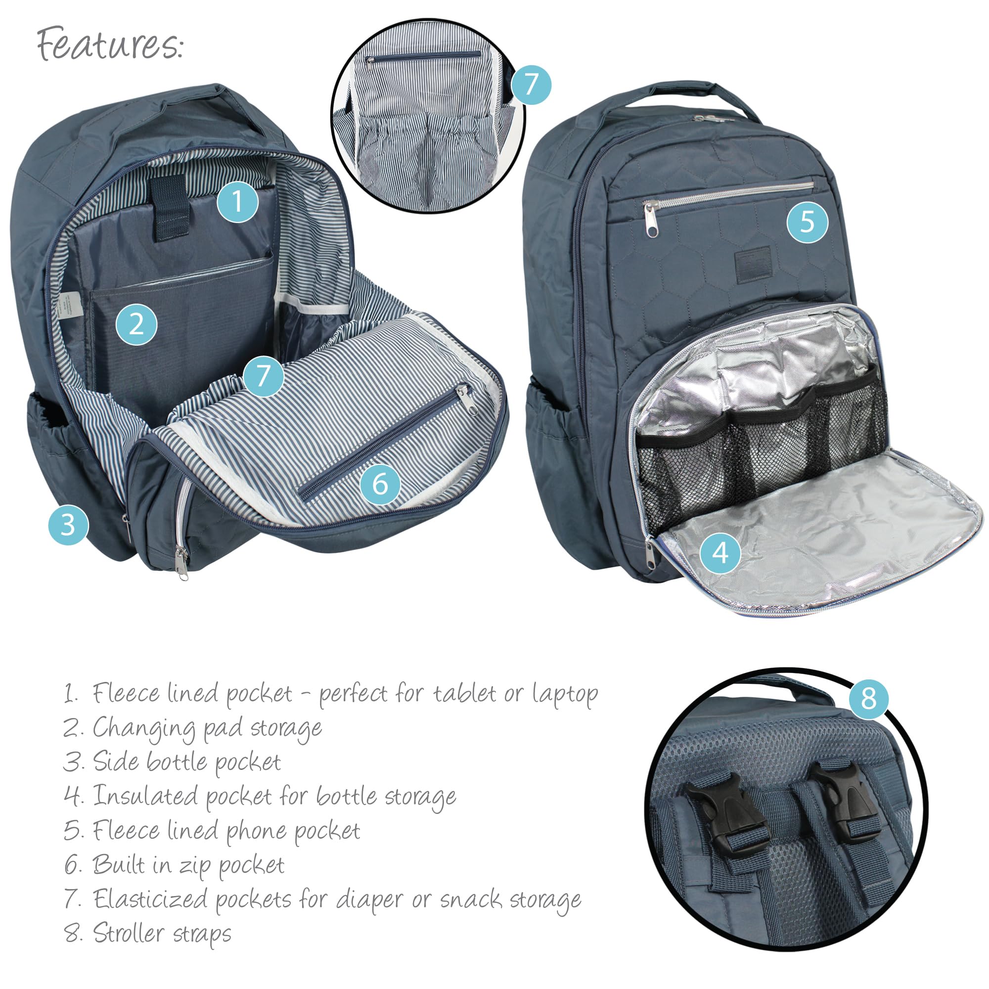 Hudson Baby Unisex Premium Diaper Backpack with Changing Pad - Waterproof Baby Bag for Travel, Daycare & Outings - Blue, One Size