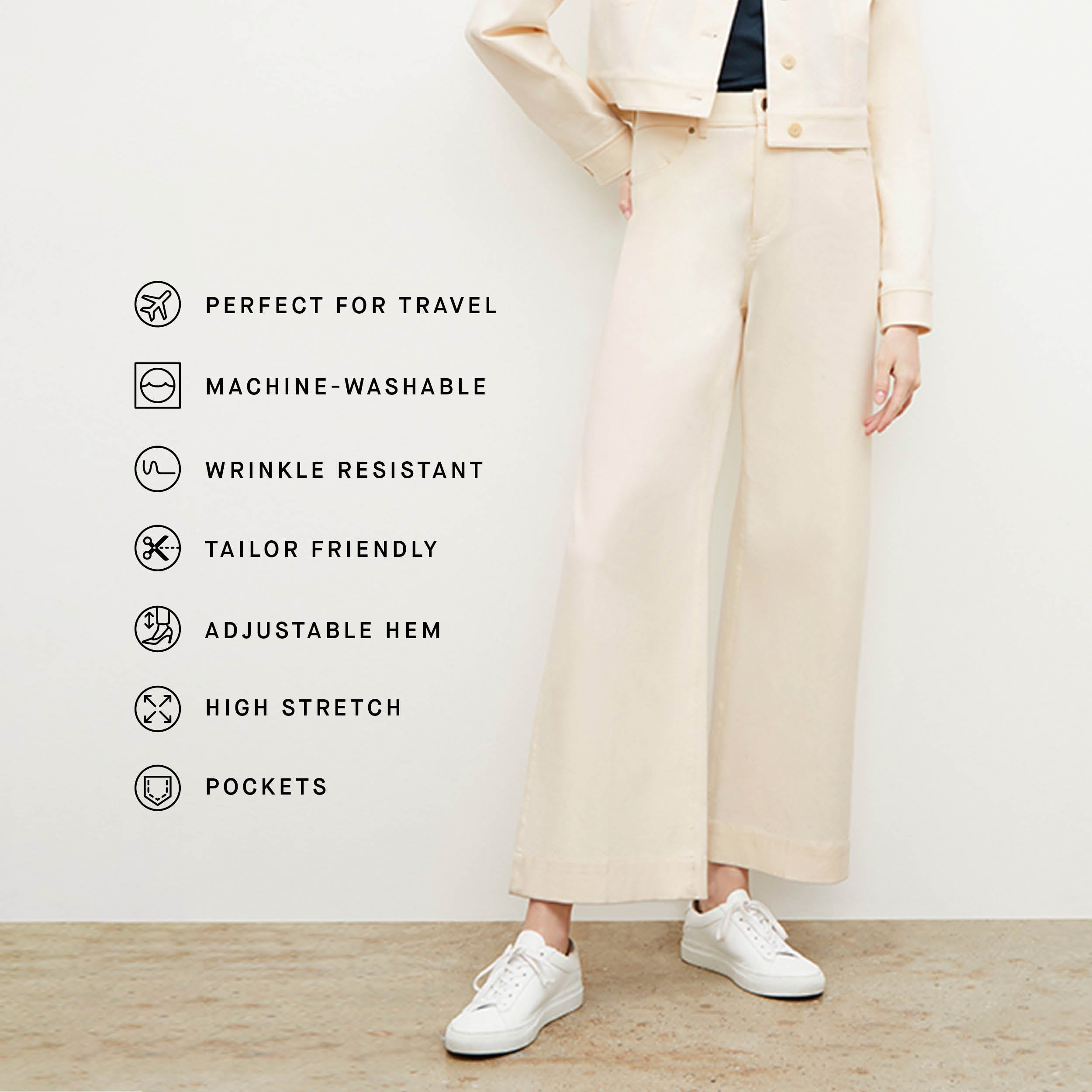 Milo Wide Leg Jeans for Women - Eco-Friendly Better Than Denim Stretch Pants in Bright Ivory | Casual Chic Outfit for Streetwear & Everyday Comfort