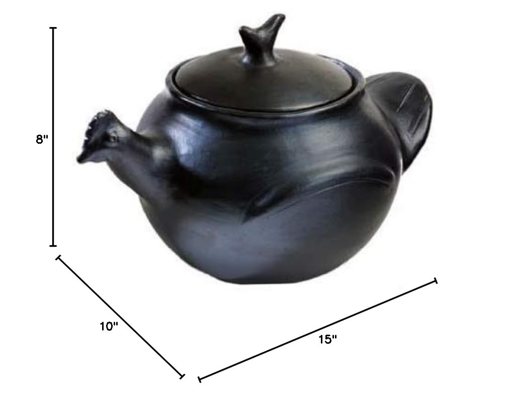 Chamba Black Clay 7 Qt Hen Pot – Handcrafted Mexican-Style Cooking Pot for Soups, Stews & Dips – Oven & Stovetop Safe Serving Dish – Perfect Gift for Men & Women – Ideal for Family Dinners, Holiday Meals & Rustic Entertaining