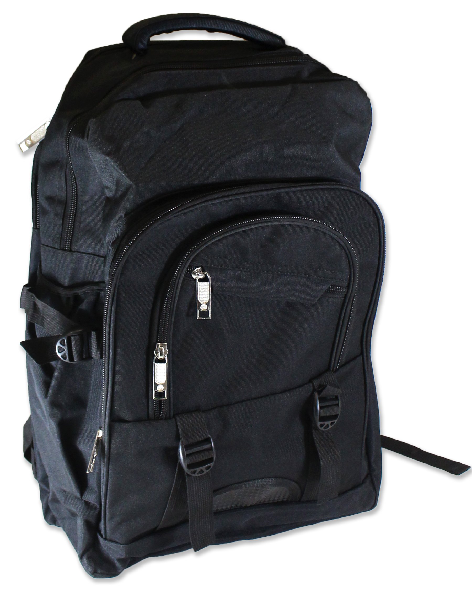 ToolUSA Black Canvas Travel & Outdoor Backpack AP703 - Durable Water-Resistant Hiking Daypack for Camping, School & Work Commute