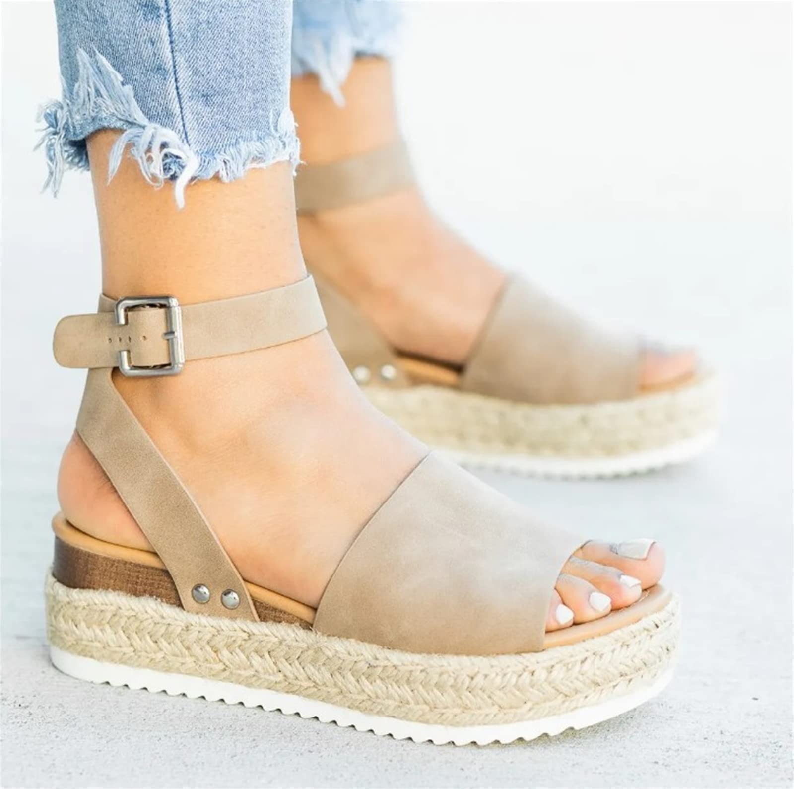 Women's Stylish Wedge Sandals - Open Toe Ankle Strap Platform Sandals for Summer | Dressy & Cute Beach Shoes for Outdoor, Vacation and Casual Wear