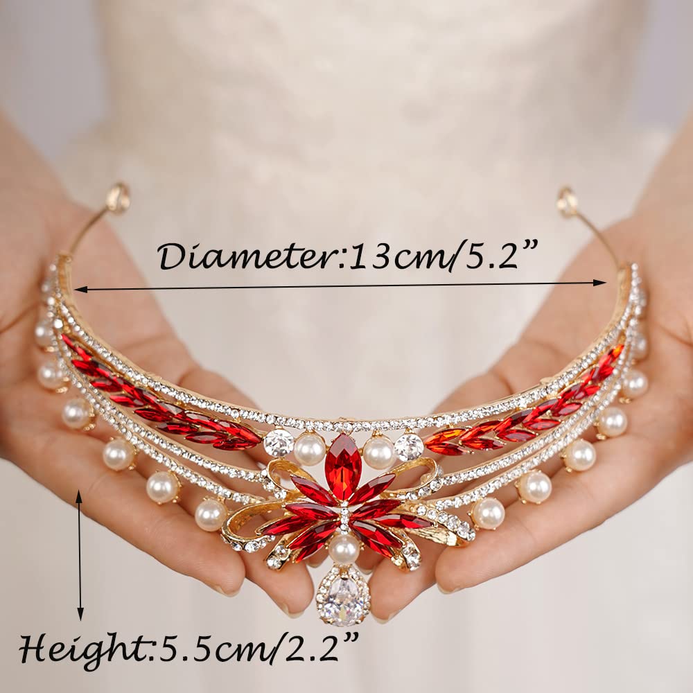 JWICOS Crystal Pearl Tiara Crown for Women - Elegant Bridal Wedding Headpiece, Prom Pageant Hair Accessory | Perfect for Brides, Prom Queens, Pageants & Special Occasions