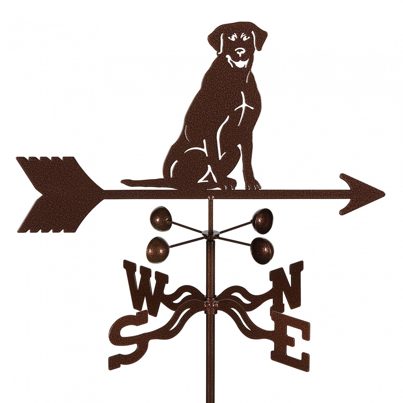 Antique Copper Labrador Retriever Dog Weathervane - Handcrafted Steel Roof Mount with Wind Cups & Triple Powder Coating | Durable Outdoor Decor for Garden, Farmhouse, or Barn (Made in USA)