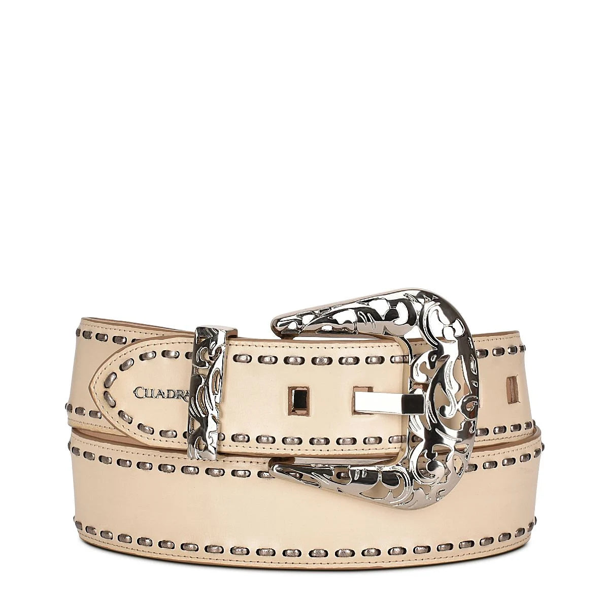 Cuadra Sand Cowboy Paris Texas Genuine Leather Belt for Women - Western Style Fashion Accessory for Casual Outfits & Country Events