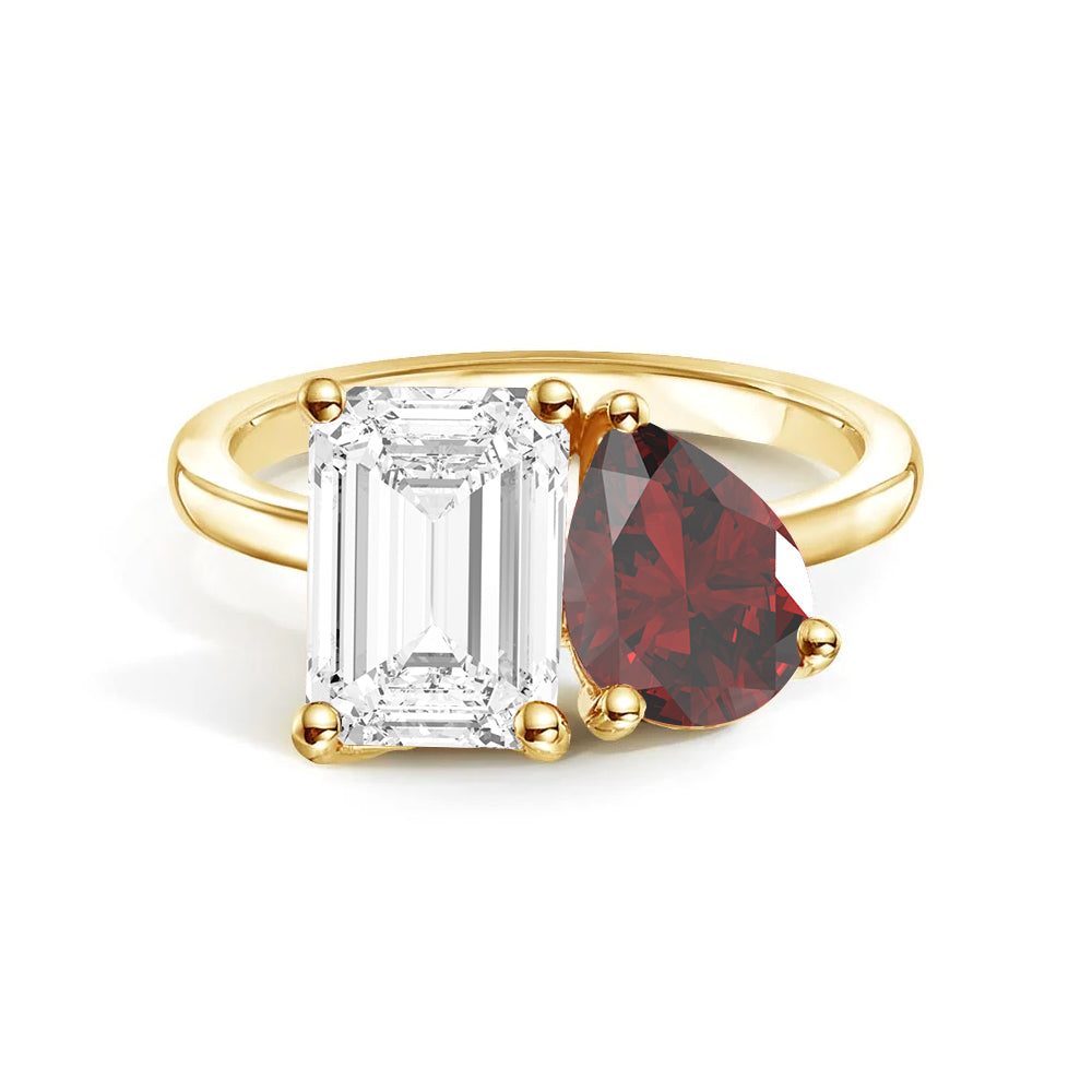 Personalized Toi et Moi Moissanite Birthstone Ring - Custom Anniversary Gift for Couples, Engagements & Romantic Occasions