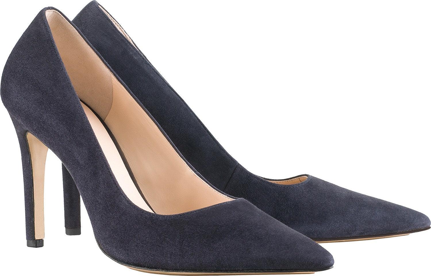 HOGL Women's Navy Blue Suede Stiletto Heels - Elegant High Heel Pumps for Office, Party & Evening Wear | Comfortable Dress Shoes for Women