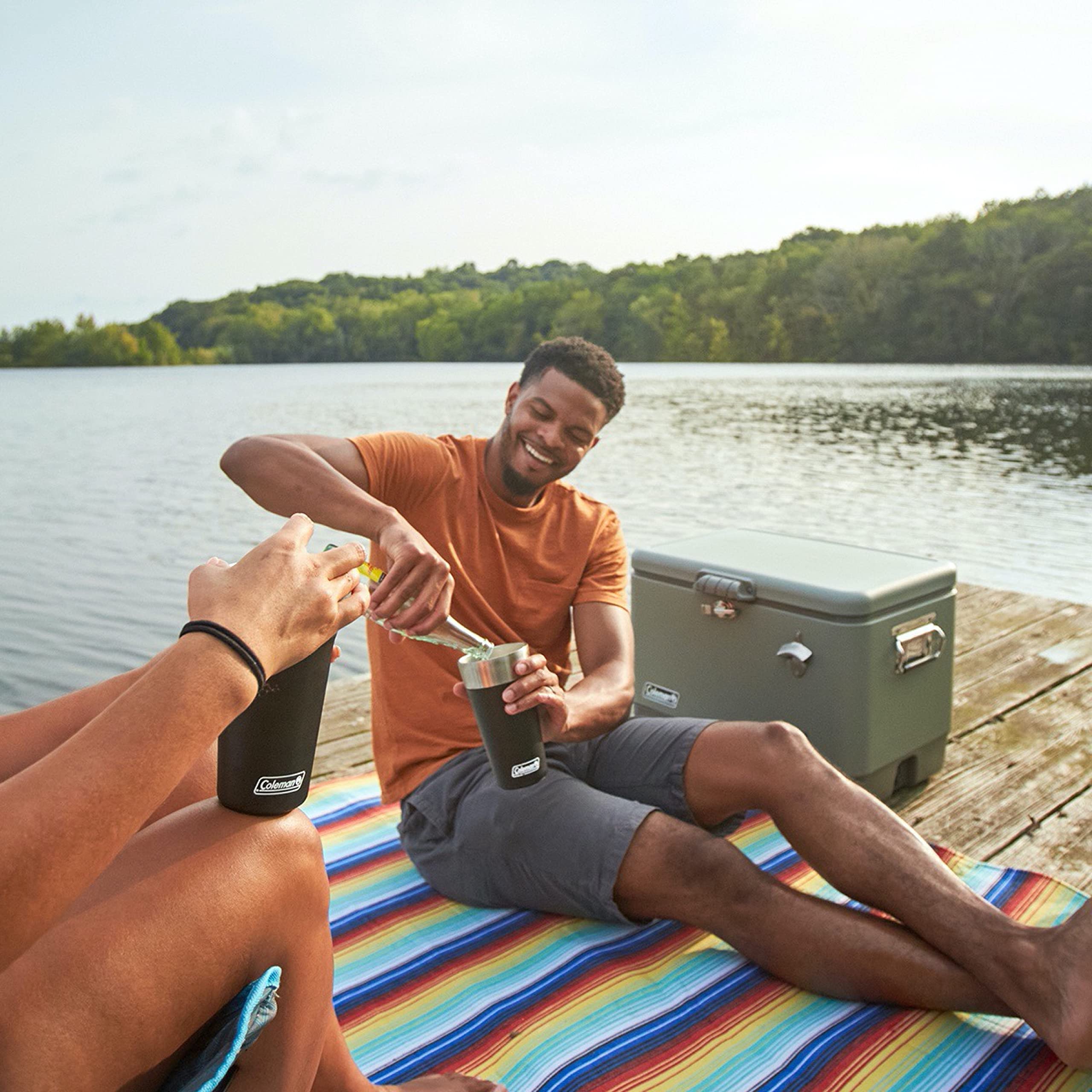 Coleman Reunion Premium Insulated 54-Quart Portable Cooler - Leakproof Steel Belted Design with Heavy-Duty Latch, Comfort Handles & Built-in Drain - Perfect for Camping Trips, Beach Outings, Tailgate Parties, Picnics & Outdoor Adventures | Keeps Drinks Cold for Days