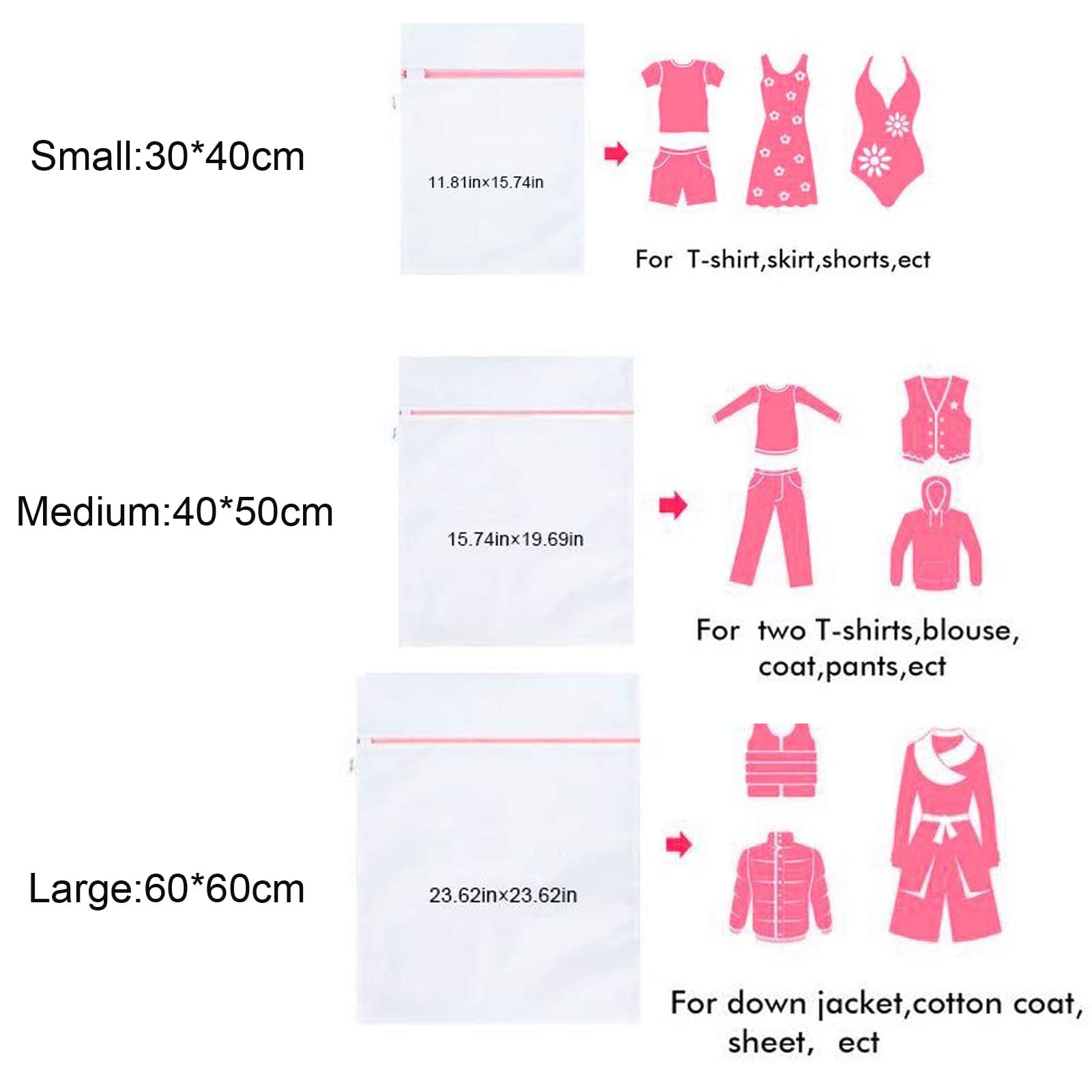 VTECHOLOGY Mesh Laundry Bags with Zipper - 6 Pack Delicate Wash Bags for Lingerie, Bras, Socks, Underwear & Clothing - Travel Storage Organizer for Washing Machine & Hand Wash - Perfect for College Dorm, Gym & Vacation