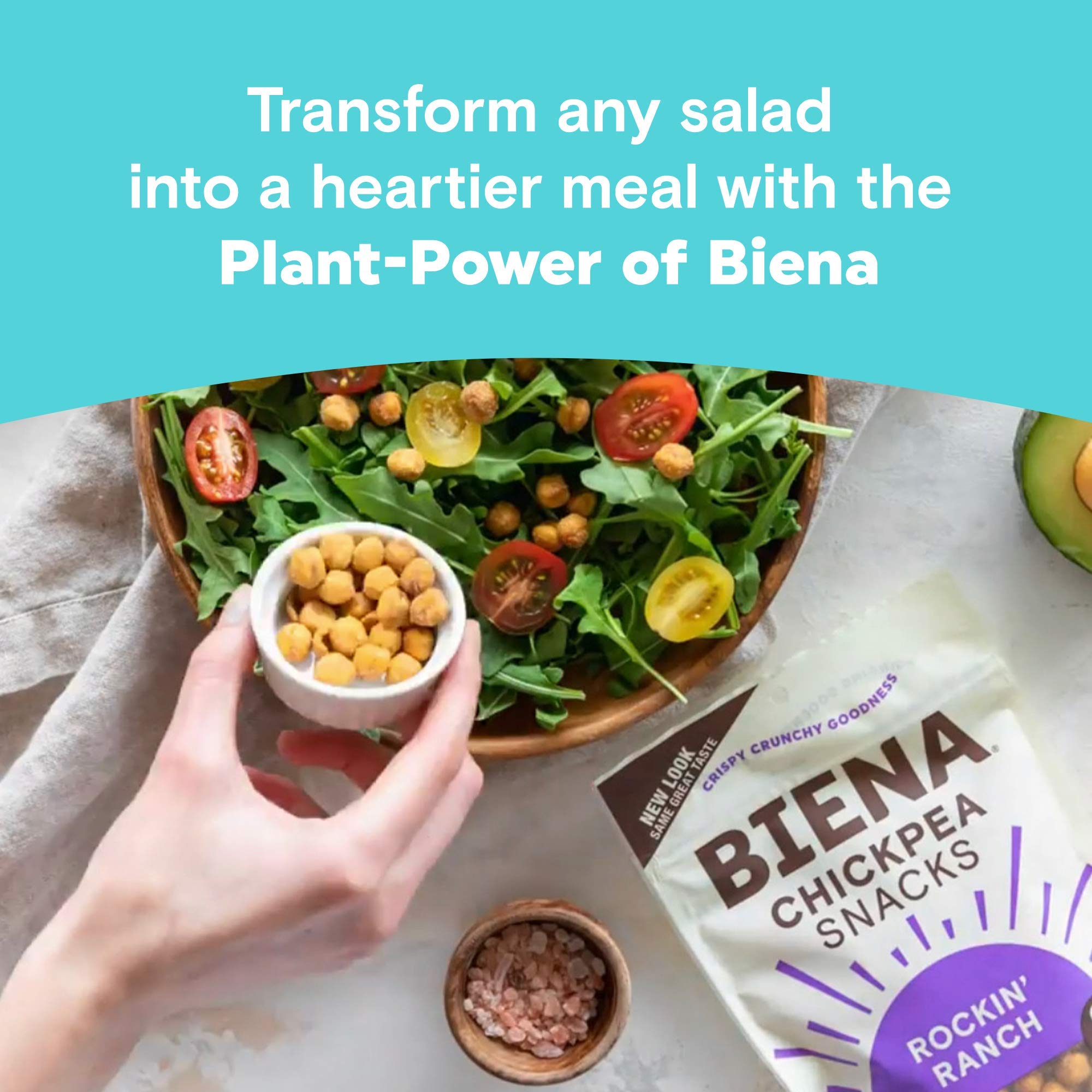 BIENA Crunchy Roasted Chickpea Snacks - High Protein Vegan Snack with Fiber for Adults & Kids - 5oz Pack - Rockin' Ranch Flavor - Perfect for On-the-Go, School Lunches & Healthy Snacking