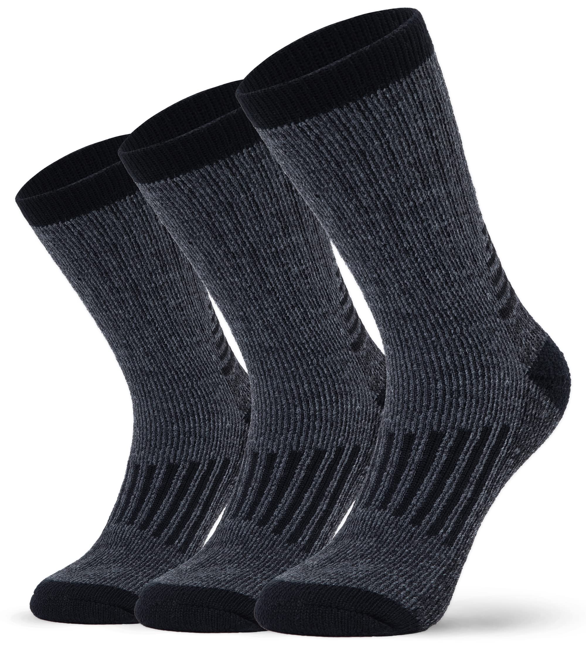 Premium Merino Wool Thermal Socks for Men & Women - Ultra Warm Winter Hiking & Outdoor Boot Socks (3-Pack) - Perfect for Camping, Skiing & Cold Weather Adventures