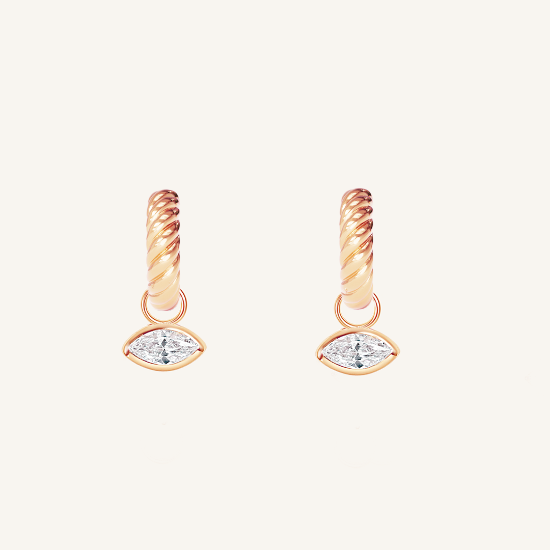 Louvre Marquise Charm Hoops - Elegant Dangle Earrings for Women, Perfect for Parties, Weddings & Everyday Wear