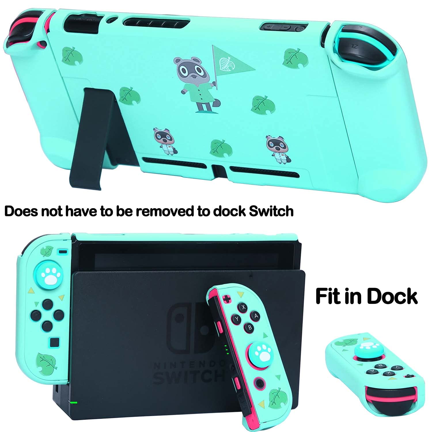 YOOWA Nintendo Switch Animal Crossing Accessories Bundle - Carrying Case, Protective Cover, Screen Protector, Game Card Holder, Play Stand & Thumb Grips | Perfect for Travel, Gaming Parties & Home Entertainment