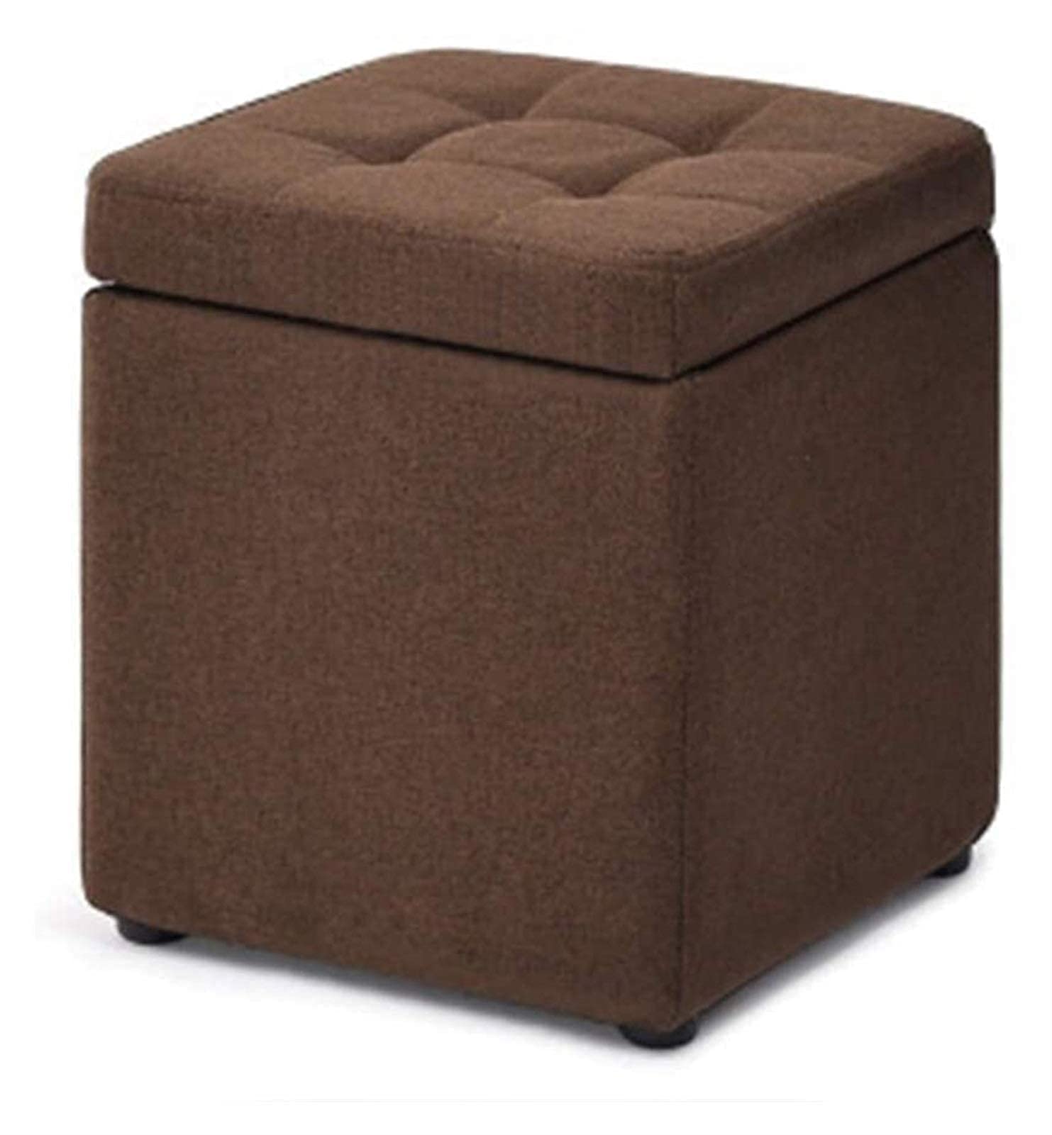 Vintage Ottoman Storage Box with Wooden Legs - Footstool Pouf for Living Room, Bedroom & Salon - Multi-Functional Seat & Storage Cube - Perfect for Home Decor, Relaxing & Organizing Small Spaces