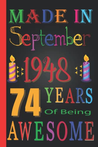 74th Birthday Gifts for September 1948 Born - 74 Years of Being Awesome Funny Personalized Gag Gift for Friends, Coworkers & Family - Unique Birthday Presents for Women & Men - Perfect for Retirement Parties & Milestone Celebrations
