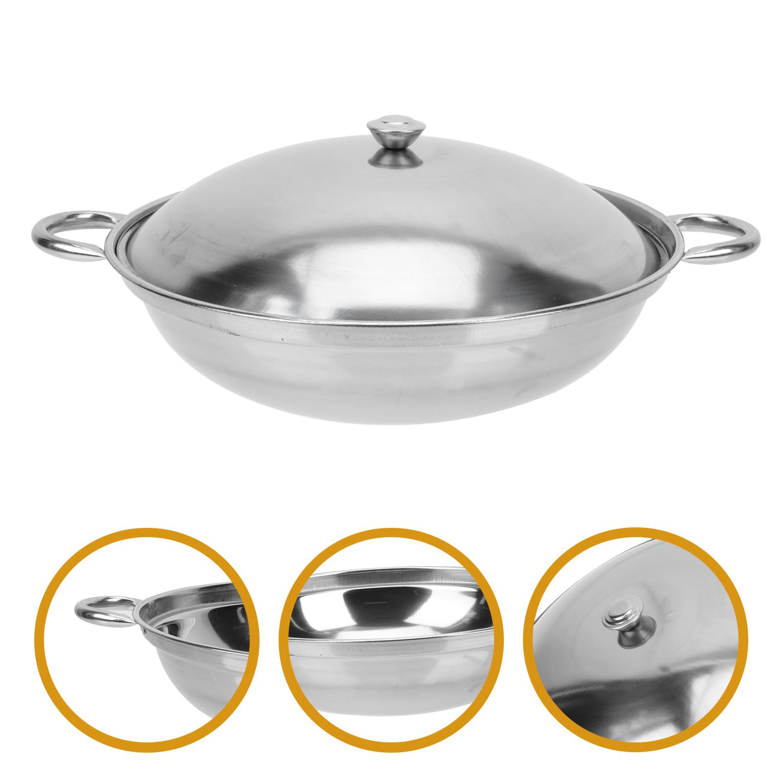 Zerodeko Stainless Steel Wok Stir Fry Pan with Glass Lid - Nonstick Everyday Cooking Pan for Home Kitchen & Camping | Perfect for Stir-Frying, Sautéing, Deep Frying & Outdoor Cooking
