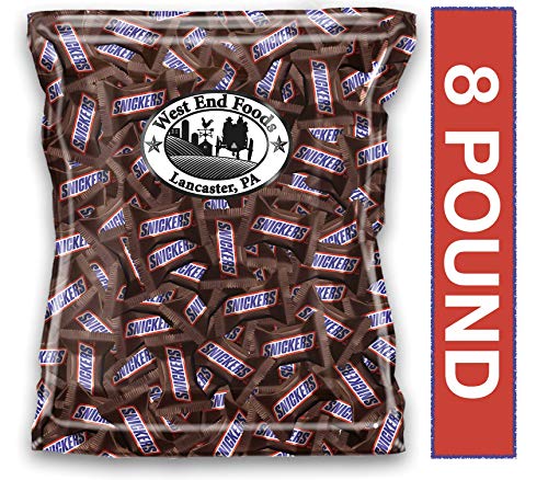 SNICKERS Minis Size Chocolate Candy Bars - Bulk 8 Pound Bag for Halloween, Parties, Office Snacks & Gifts | Individually Wrapped Bite-Sized Treats