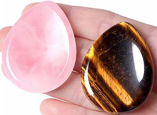 D-rose Quartz & Tiger's Eye - Water Drops Shaped