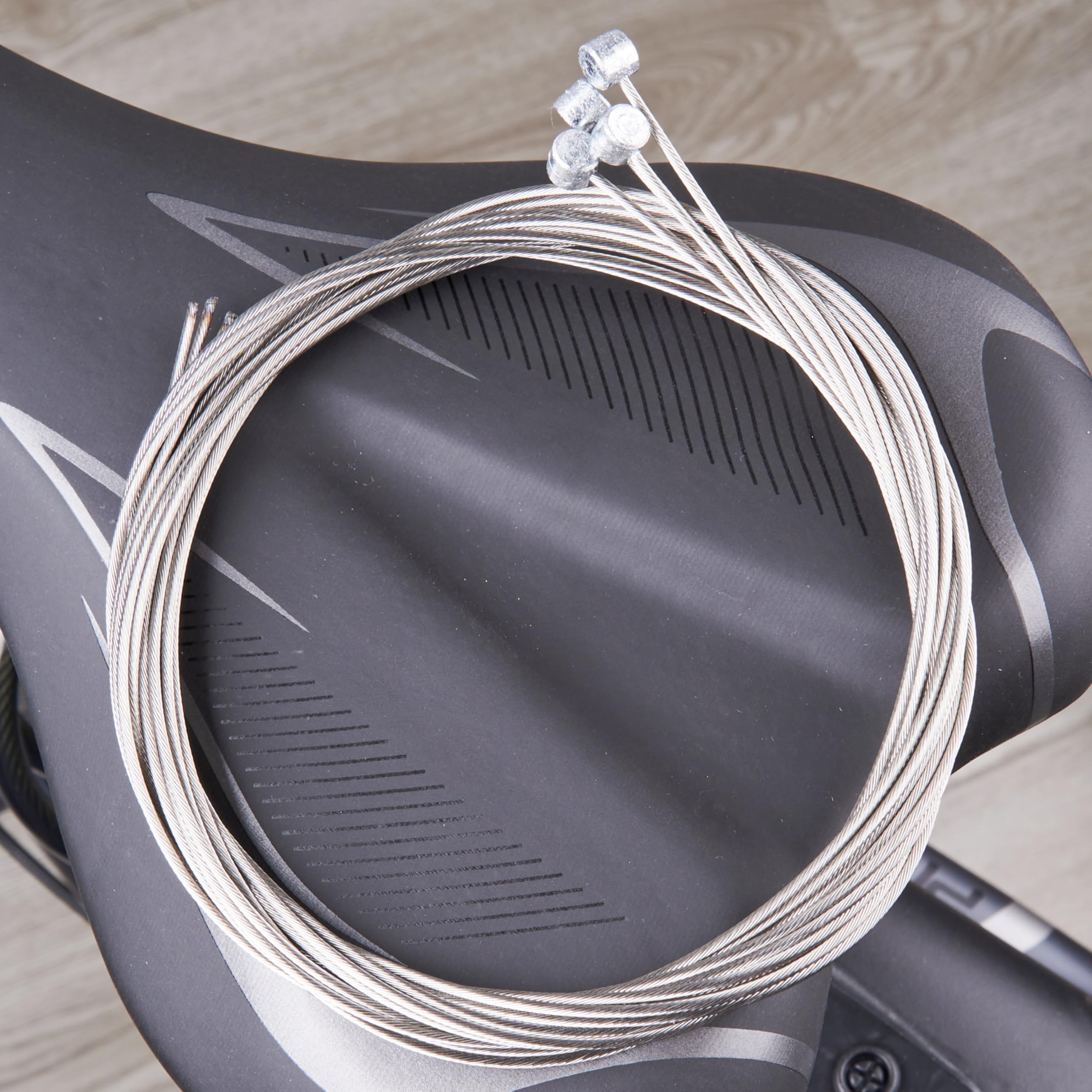 Premium Stainless Steel Bike Brake Cables Set for MTB & Road Bikes - 1.7M Length with Free Cable End Crimps Kit (4pcs) - Durable Brake Cord Core for Smooth Stopping - Perfect for Mountain Biking, Commuting & Road Cycling