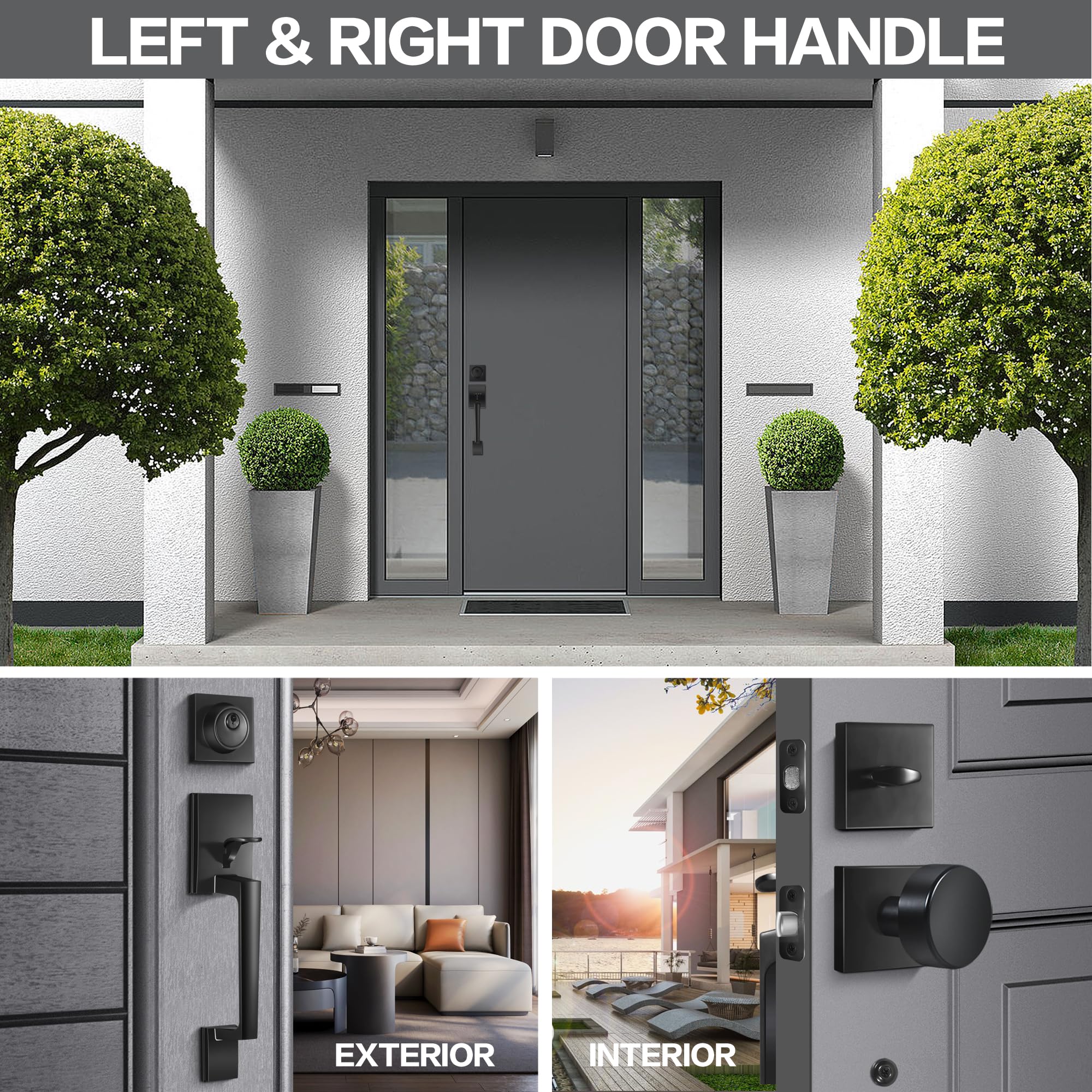 Black Front Door Handle and Deadbolt Set - Matte Black Door Knob & Handleset for Home Security | Perfect for Entry Doors, Front Doors & Exterior Doors