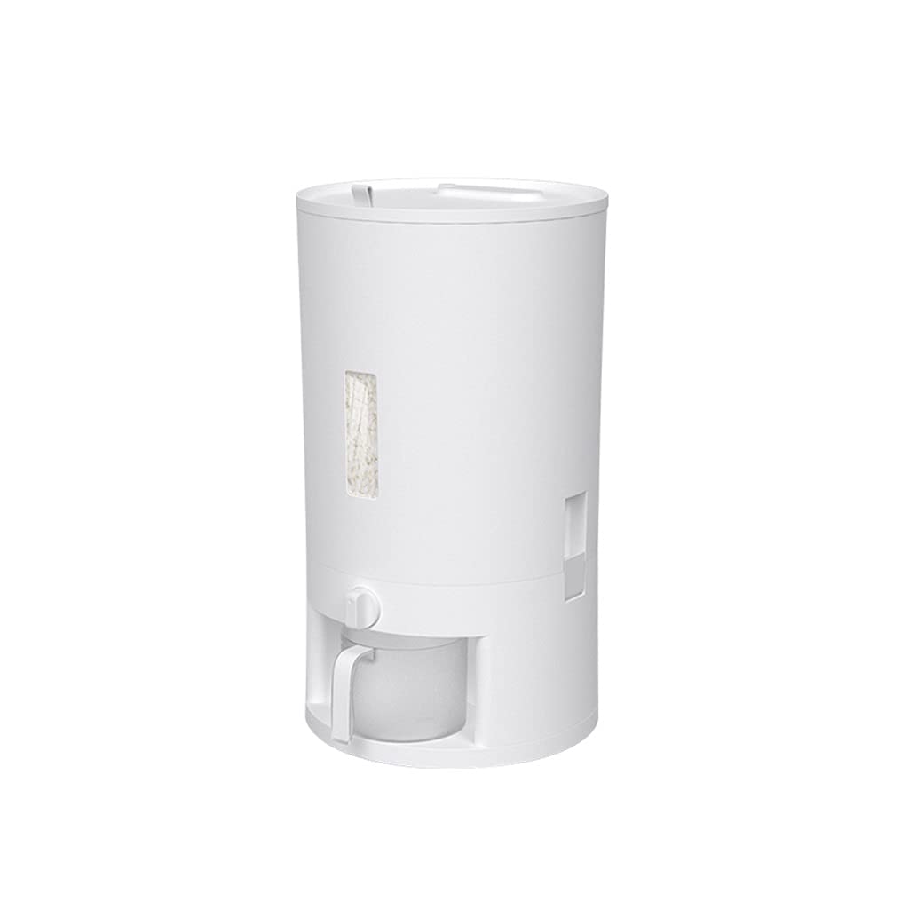 White 45X25X25cm Sealed Rice Dispenser with Measuring Cup - Airtight Grain Storage Container for Kitchen & Pantry Organization - Perfect for Rice, Cereal, Flour, and Dry Food Storage