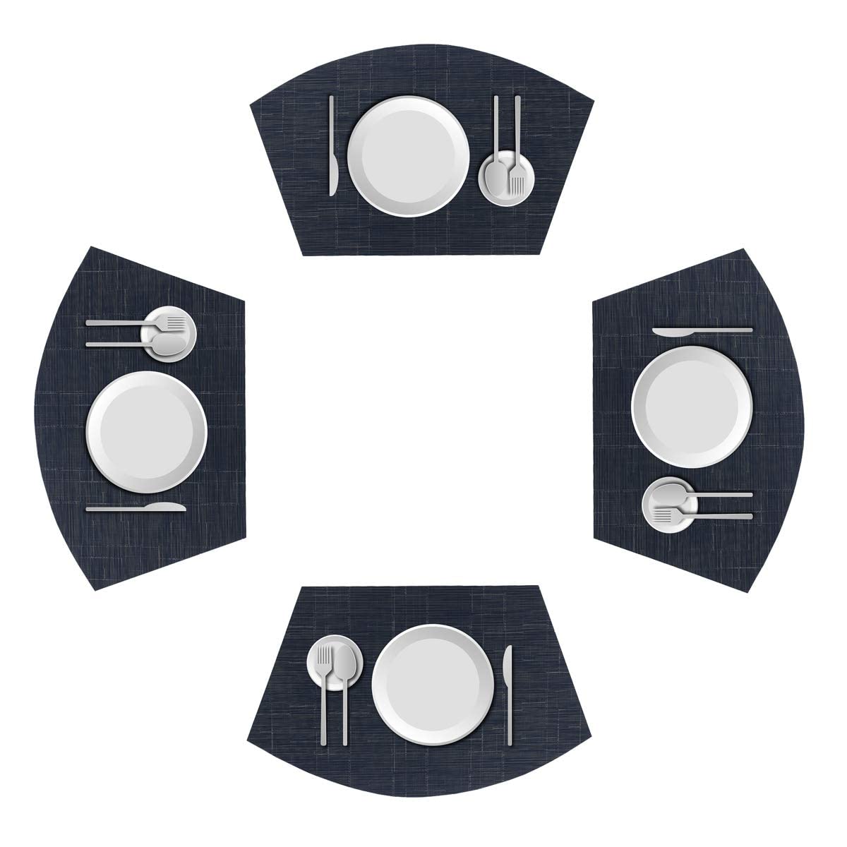 GoTCele Round Table Placemats Set of 4 - Non-Slip Vinyl Placemats for Indoor & Outdoor Use, Washable & Durable (Navy Blue) - Perfect for Dining Tables, Picnics, and Outdoor Entertaining