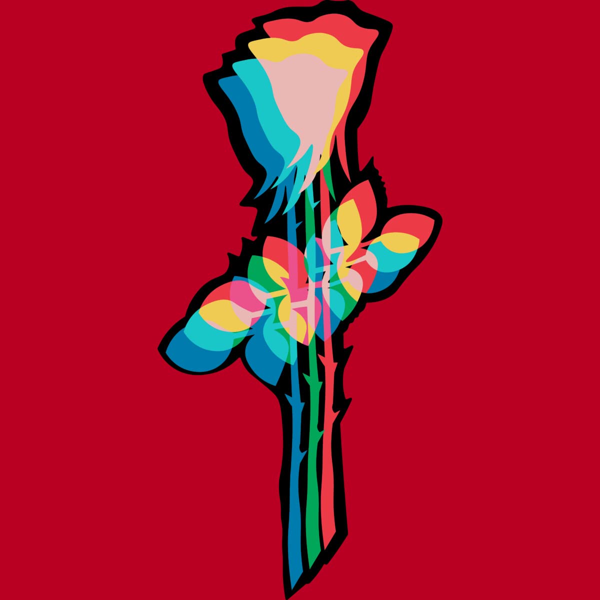 Glitch Rose Graphic T-Shirt for Men by LipsOfJolie - Stylish Casual Wear for Everyday Outfits & Street Fashion