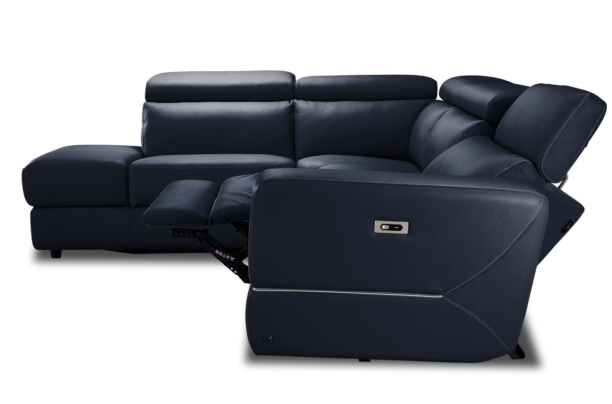 Bianca 3-Piece Power Reclining Sectional Sofa with Left-Facing Chaise in Navy Blue - Modern Living Room Furniture for Home Theater & Family Gatherings