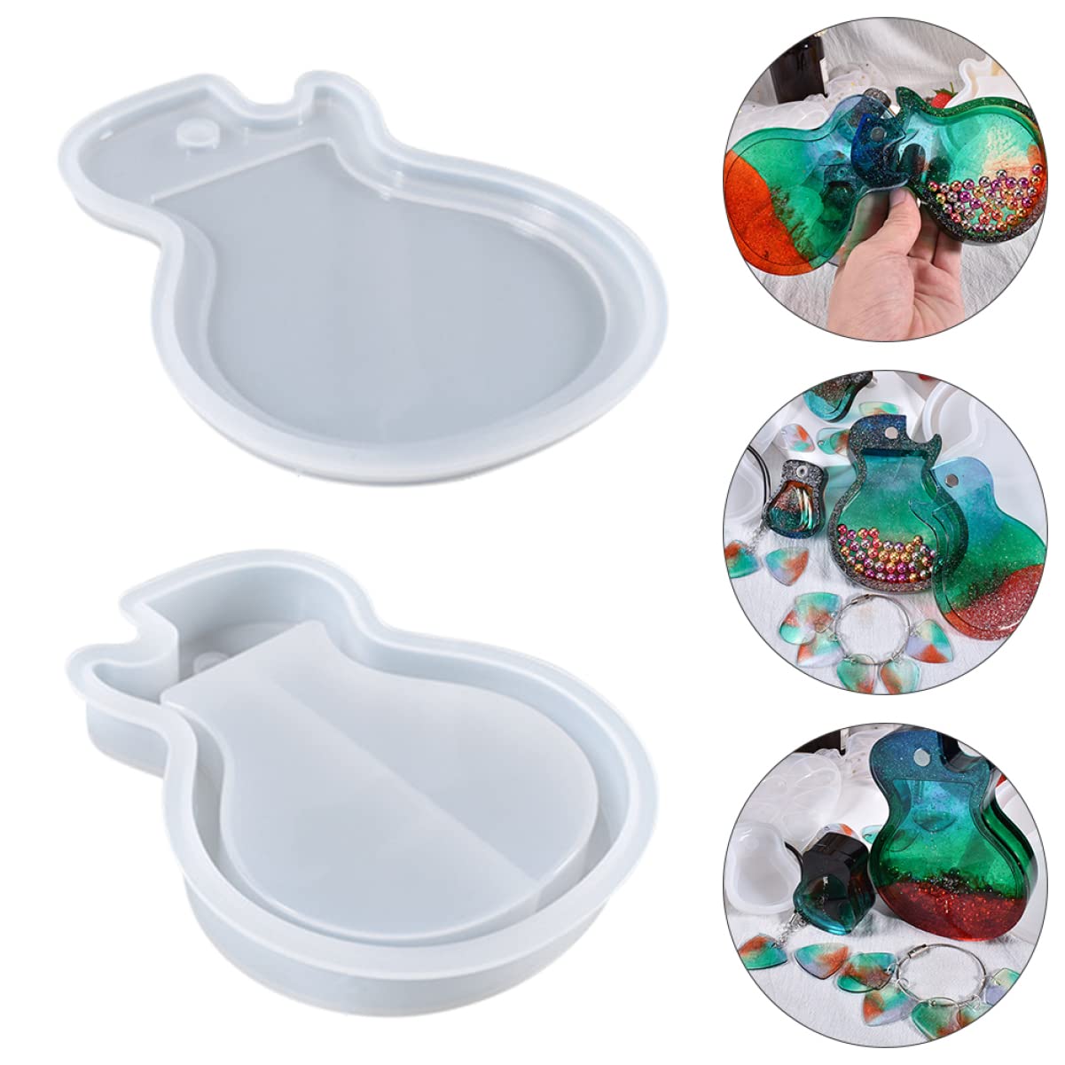 Jojofuny Silicone Resin Molds for Keychains - Guitar Shape Box Key Pendant Storage & Jewelry Organizer - DIY Resin Craft Molds for Jewelry Making, Keychain Accessories, and Home Decor