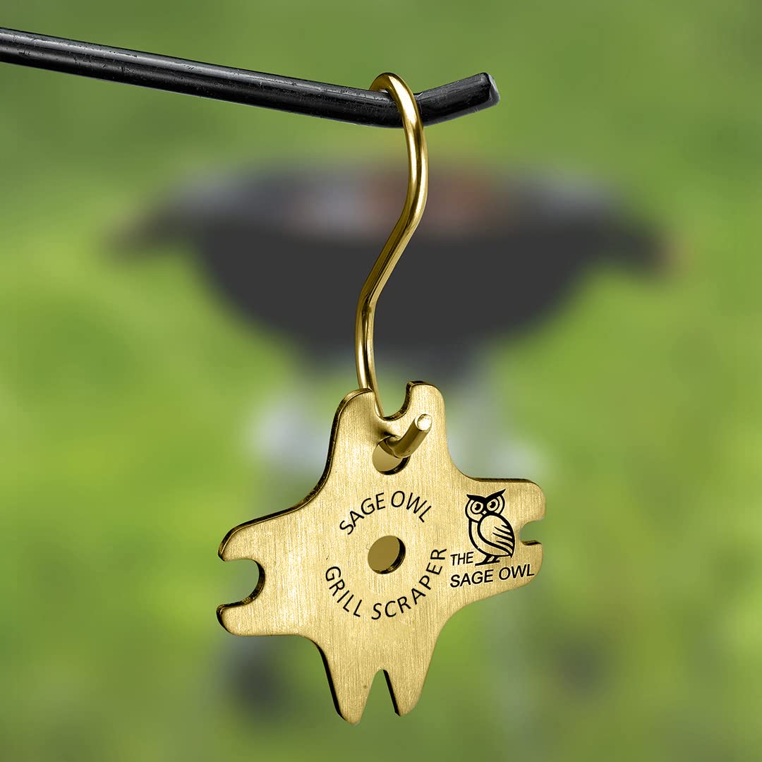 Sage Owl Bristle-Free Brass BBQ Grill Scraper with 21.5