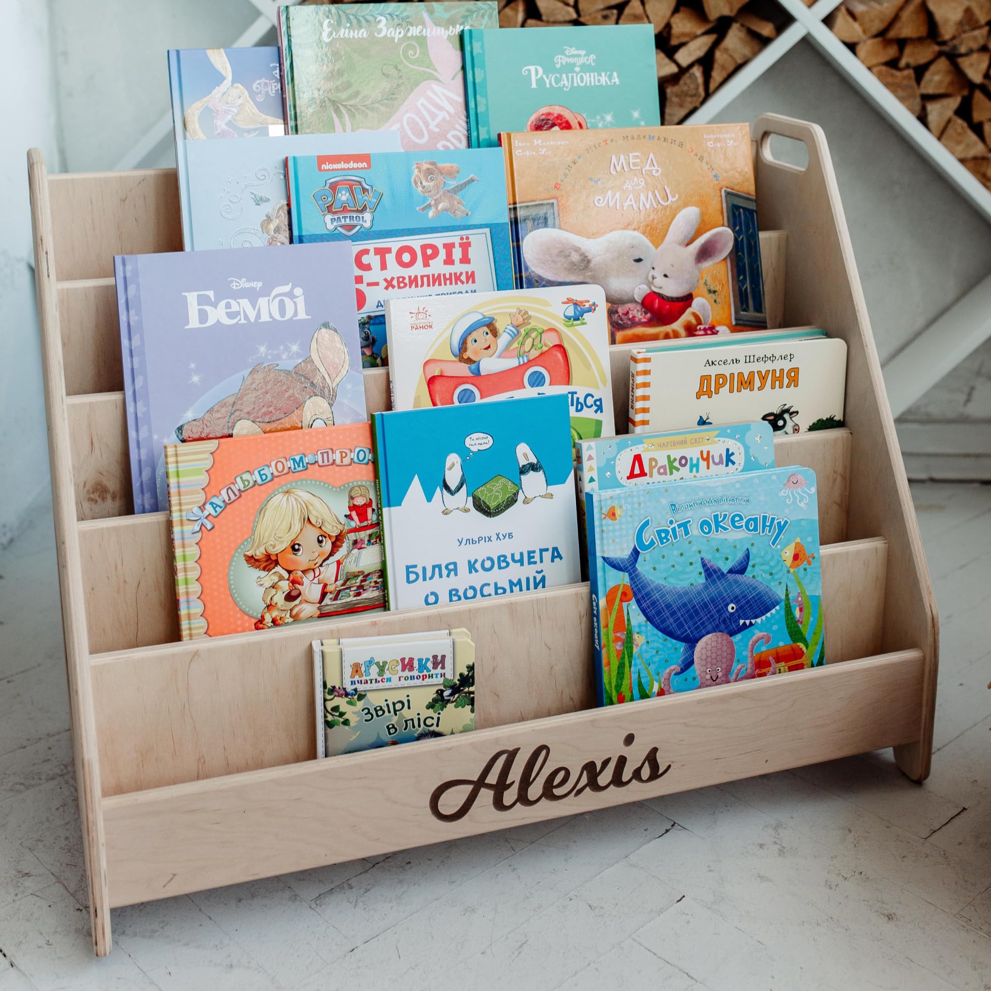 Montessori Kids Bookshelf - Natural Wood Toddler Bookcase for Nursery & Playroom - Small Children's Bookshelf for Montessori Learning & Home Organization