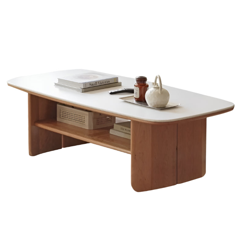 43.3x21.7x15.7 inch/ 110x55x40сm / Cherry color / Cherry Wood slate coffee table (ivory white)