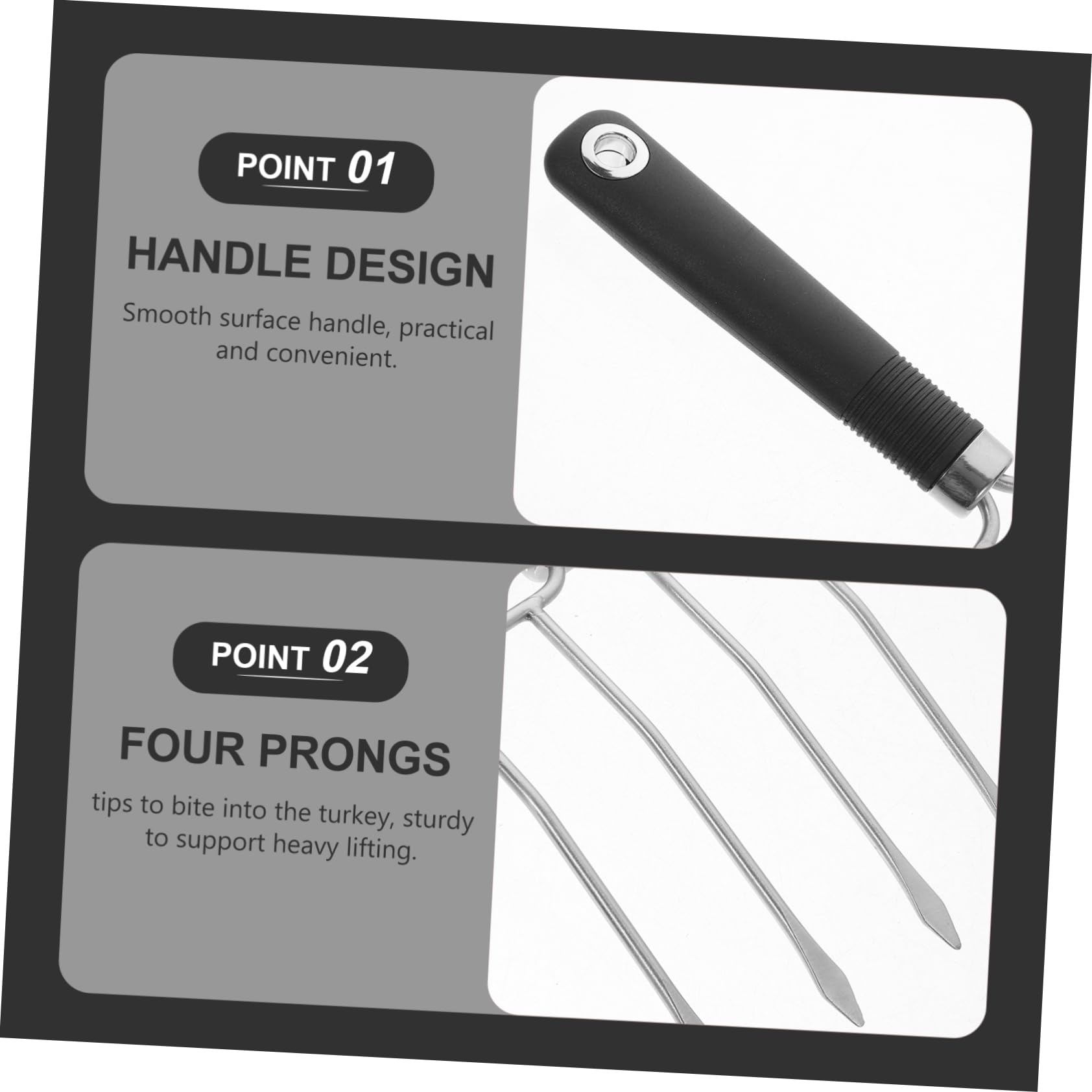 Premium Stainless Steel Heavy Duty Turkey Forks - 4 Prong BBQ Roast Carving Fork for Meat, Poultry & Turkey - Perfect for Grilling, Roasting & Carving at BBQs, Thanksgiving & Family Gatherings