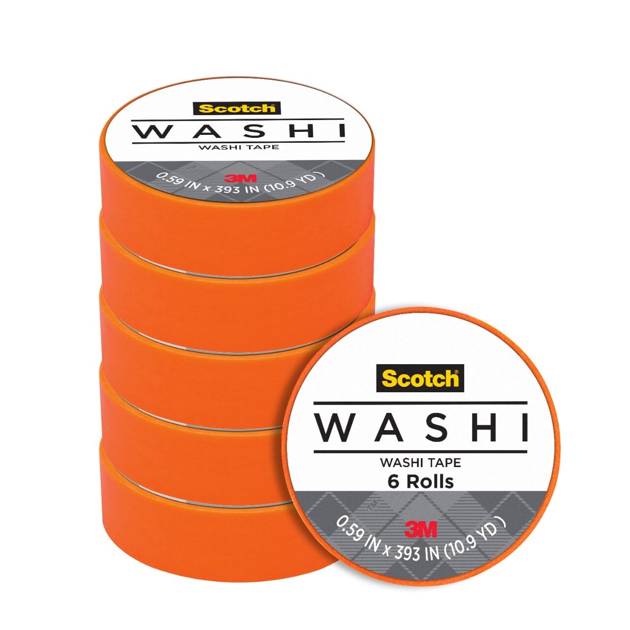 Scotch Expressions Washi Tape - 6 Rolls of Orange Decorative Craft Tape, 0.59