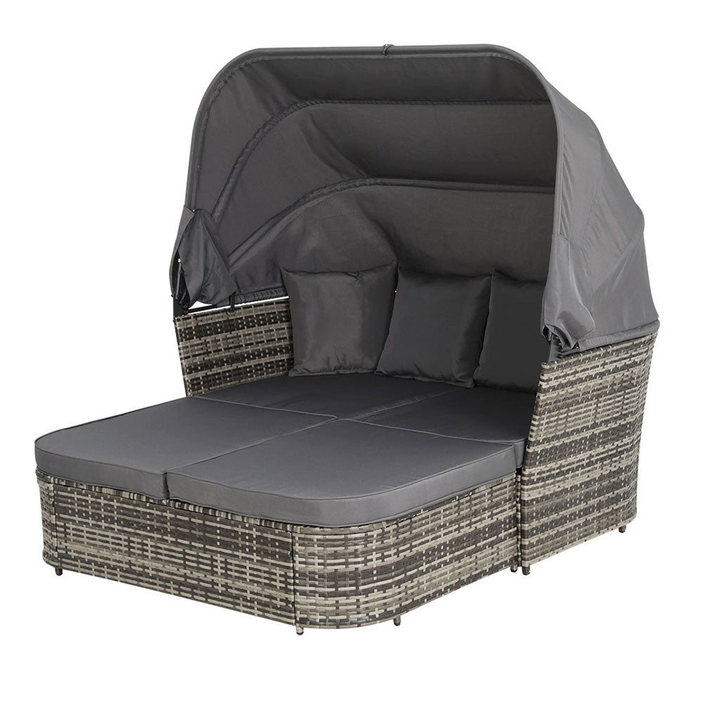 Extra Large Outdoor Day Bed with Canopy - Grey Weather-Resistant Patio Lounge for Poolside, Garden & Backyard Relaxation