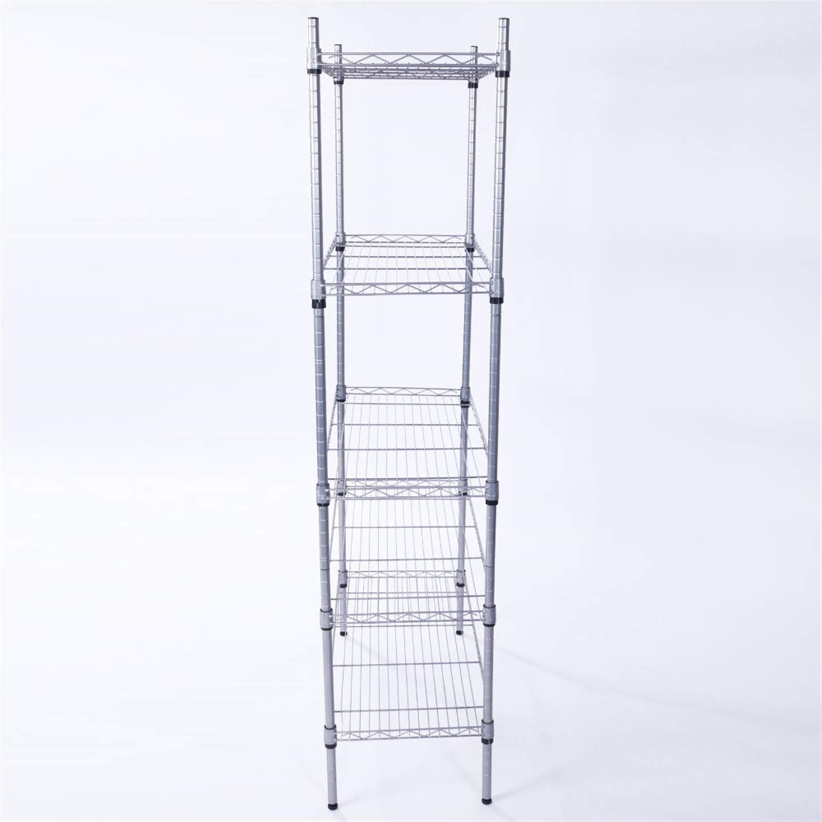 5-Tier Adjustable Metal Storage Shelf - Heavy Duty Wire Shelving Unit for Pantry, Closet, Kitchen, Laundry & Bathroom Organization (Silver) - Perfect for Home, Office & Garage Storage Solutions