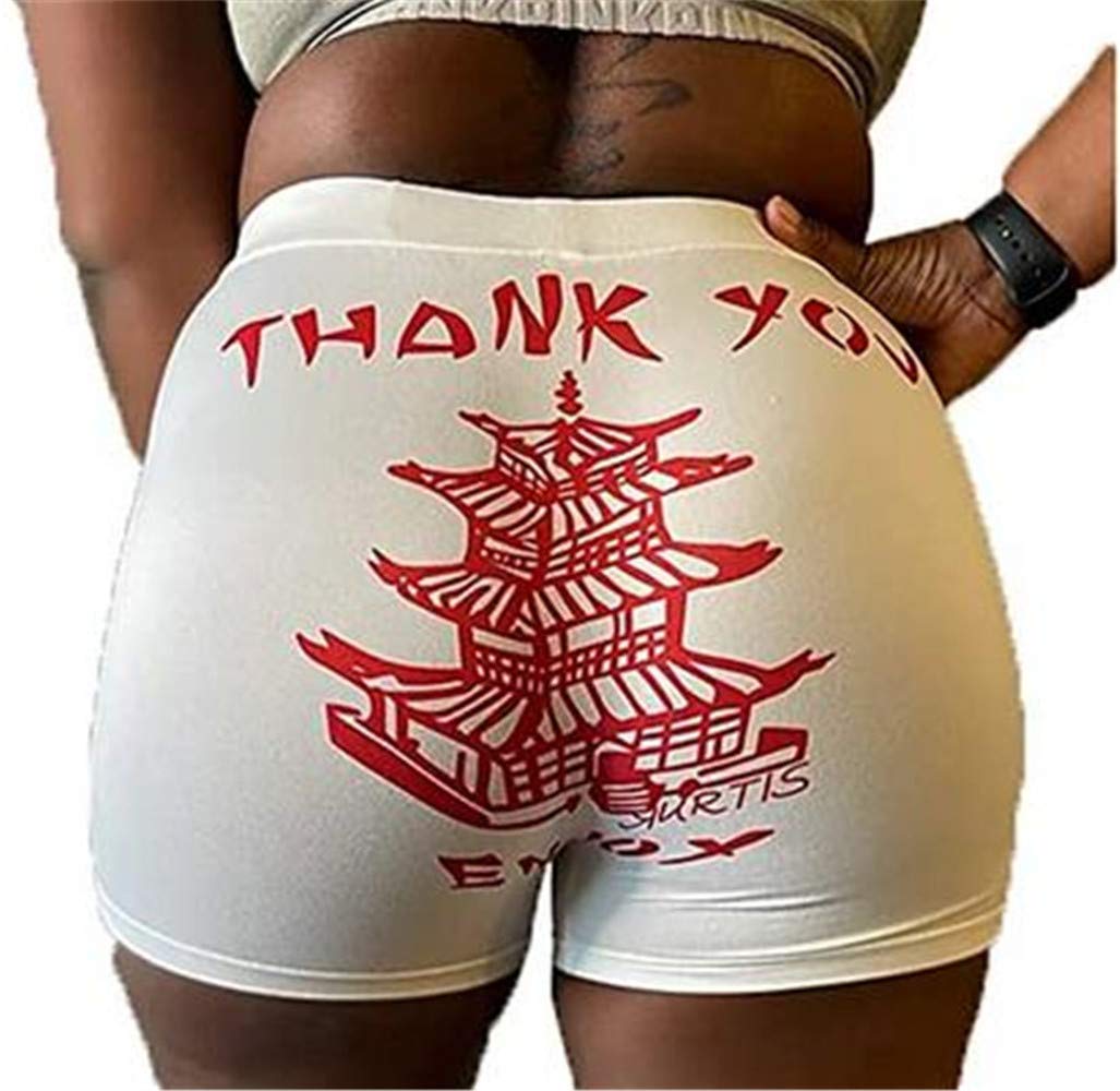 Sexy Women's High Waist Shorts - Letter Print Summer Casual Short Pants for Yoga, Gym & Daily Wear | Slim Fit Athletic Bottoms for Sports & Workout | Perfect for Running, Fitness and Lounge